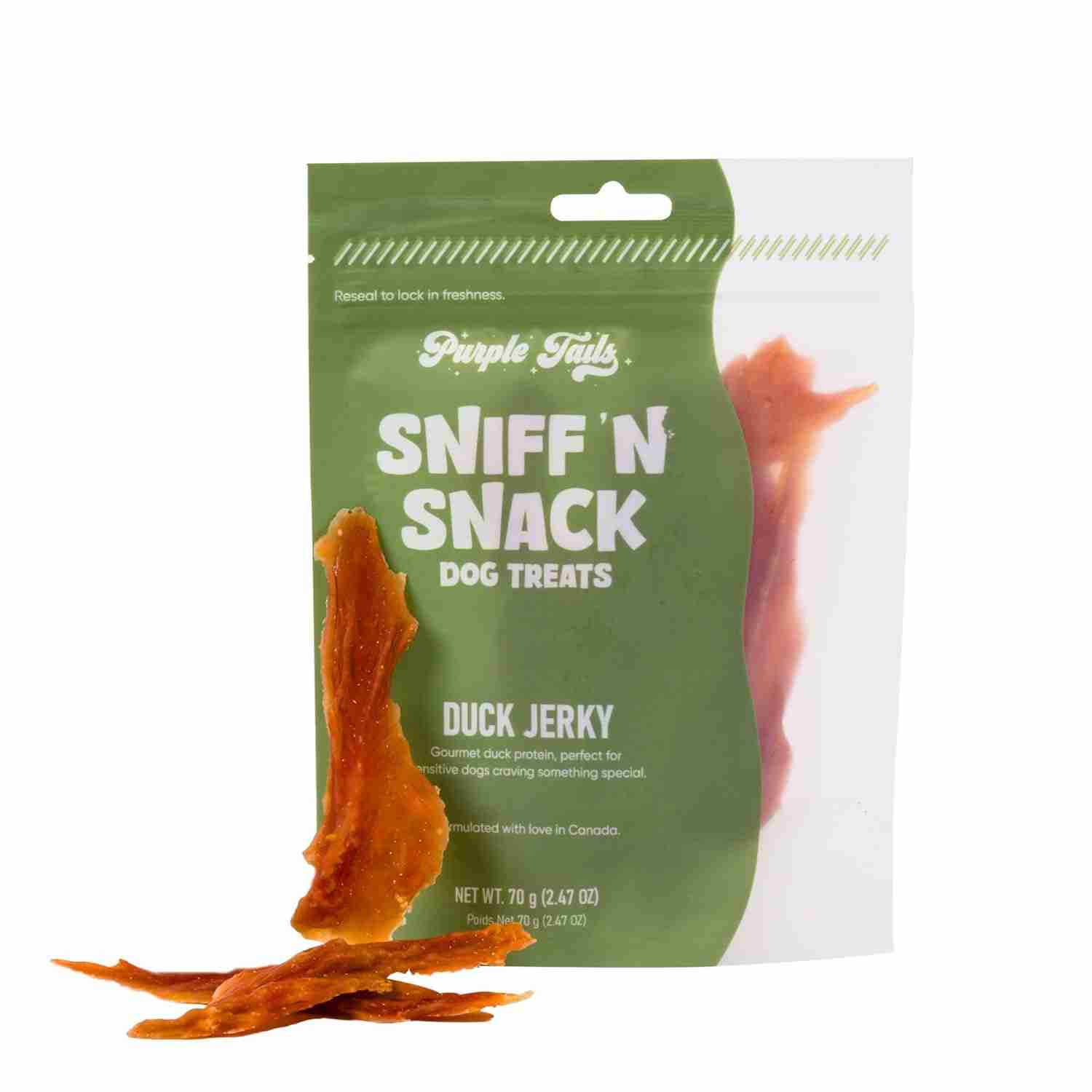Purple Tails | Purple Tails Canada Sniff N Snack Dog Treats - Duck Jerky 70g
