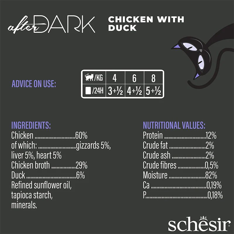 Schesir After Dark Wholefood Adult Cat Chicken & Duck, 80g
