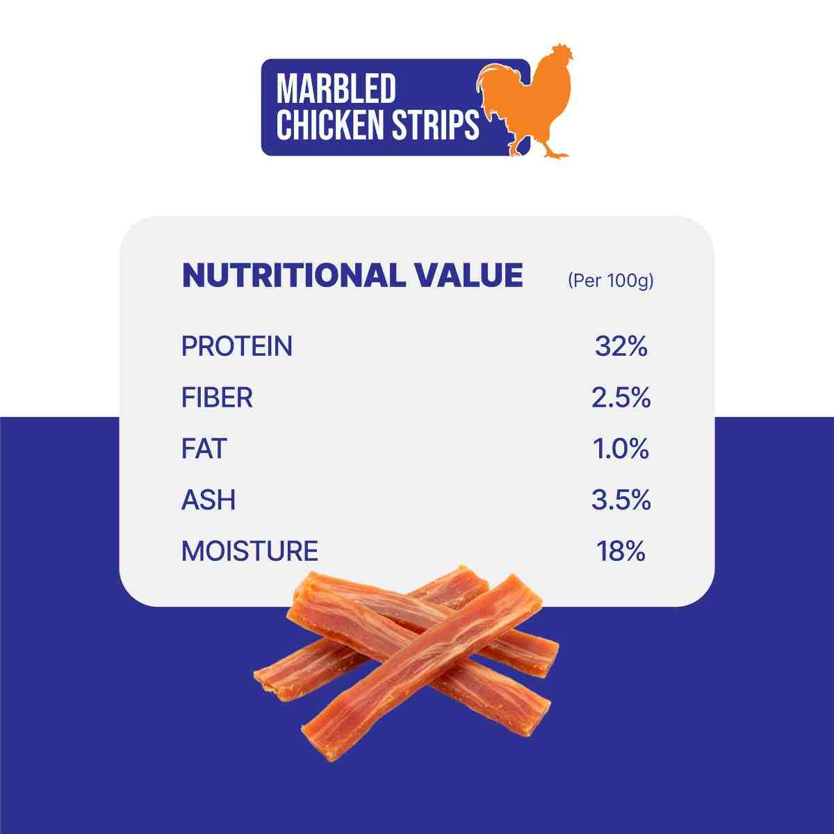 Snackers Marbled Chicken Strips Dog Treats, 70 g