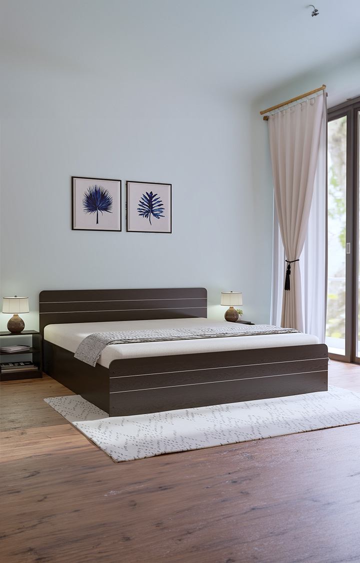 neudot Valancia Queen Engineered Wood Box Bed - Wenge