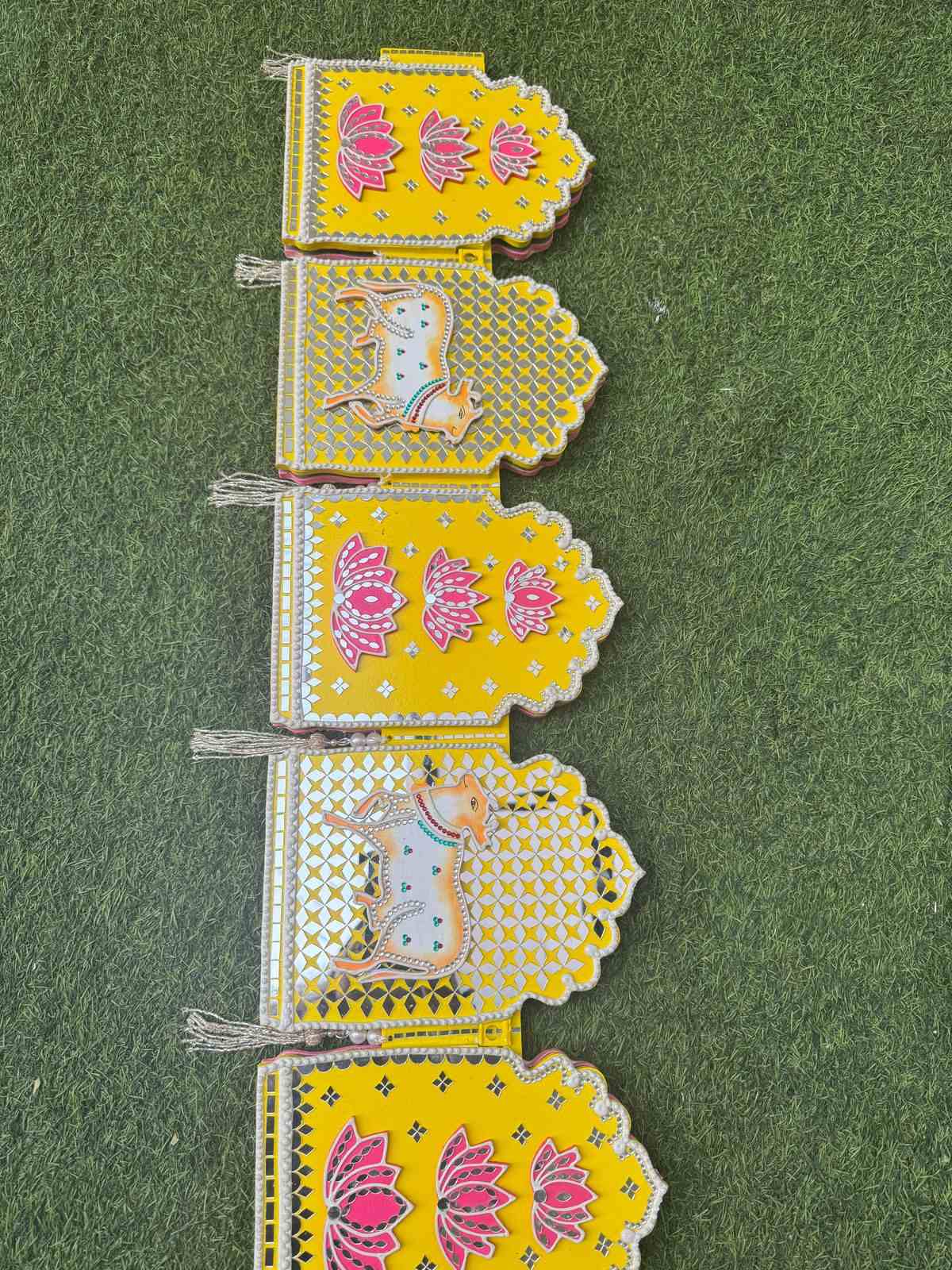 Dot Mandala, Handpainted with Mirror work & lipen art Wooden MDF base torans