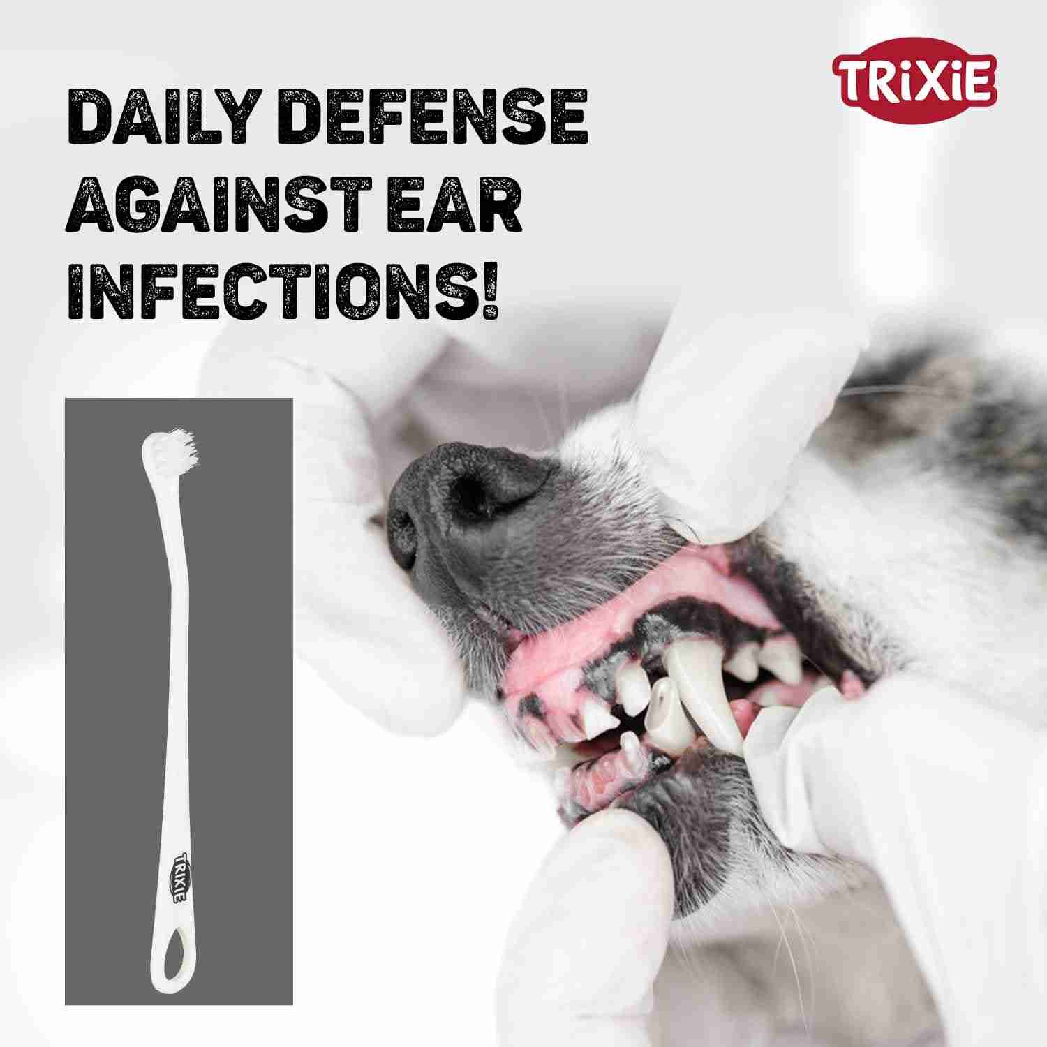 Trixie Toothbrush Set for Cats & Small Dogs, 15 cm, 4 Pcs, White