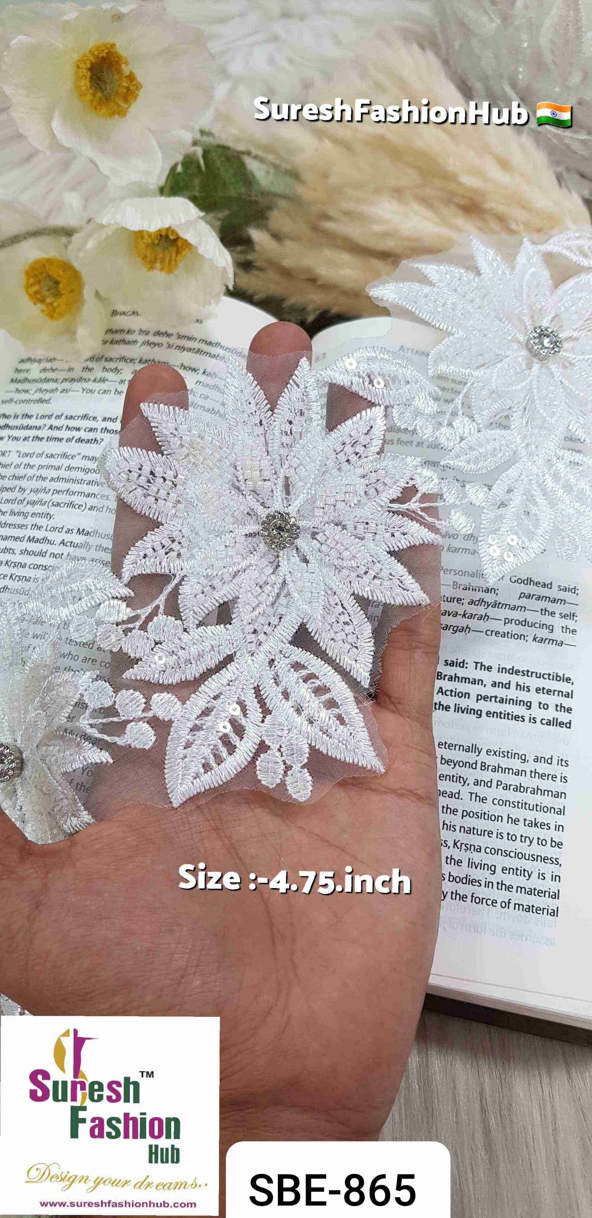 White Floral Applique Lace