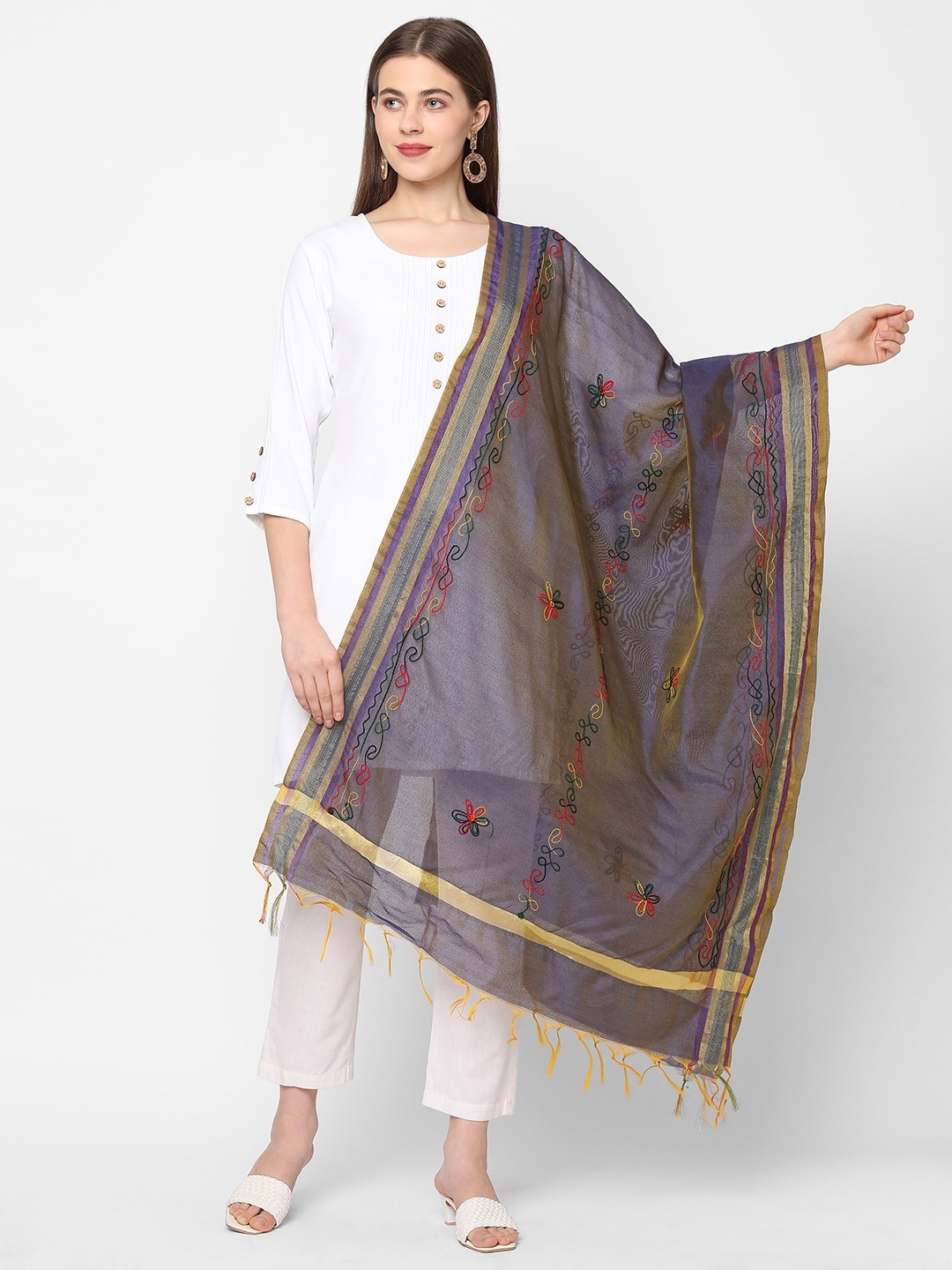 Get Wrapped | Get Wrapped Embroidered Dupatta with Borders  for Women 0