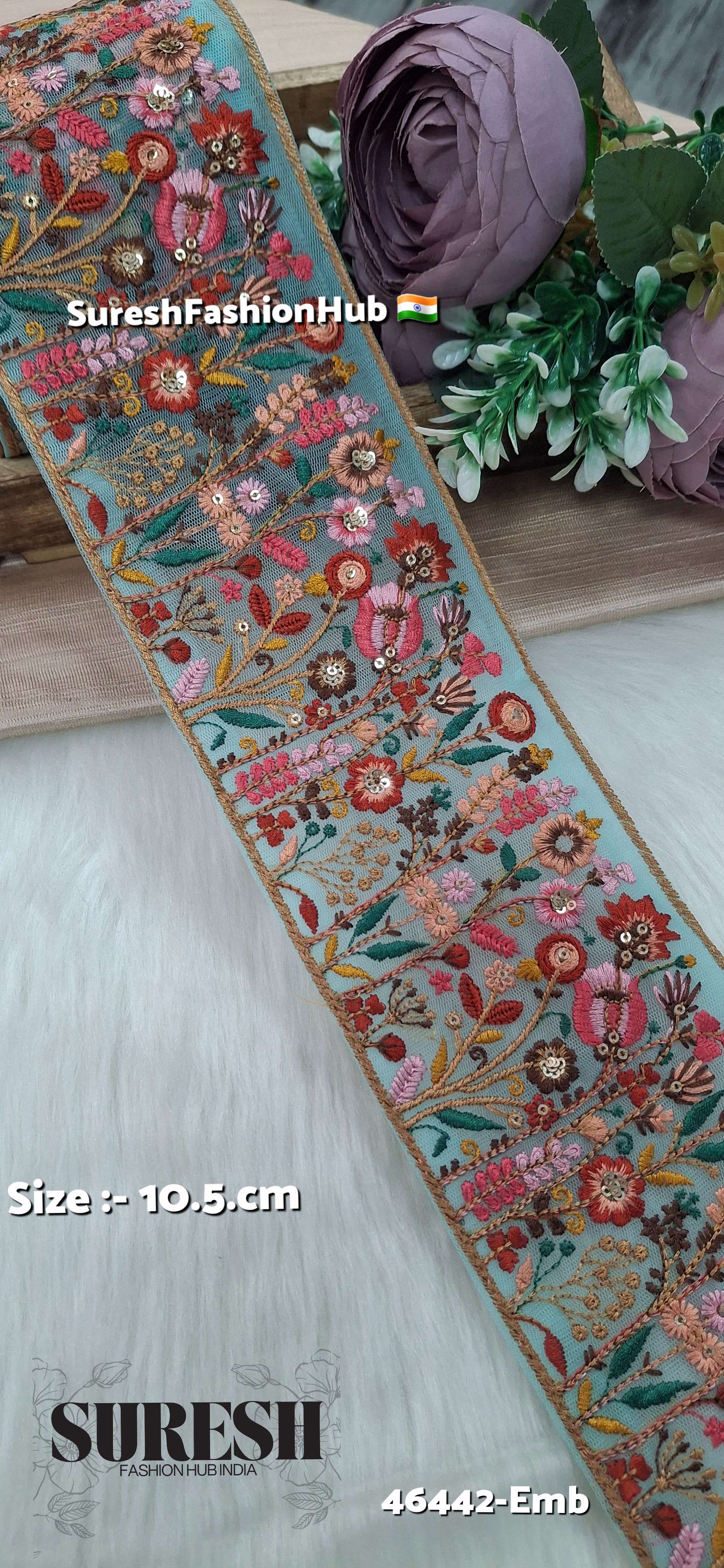 Aqua Blossom Designer Lace (Aqua Green)