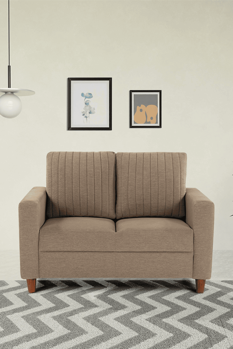 neudot Roman Sofa for Living Room |2 Persons Sofa|Premium Fabric with Cushioned Armrest | Solid Wood Frame|2 Seater in Desert Brown Color