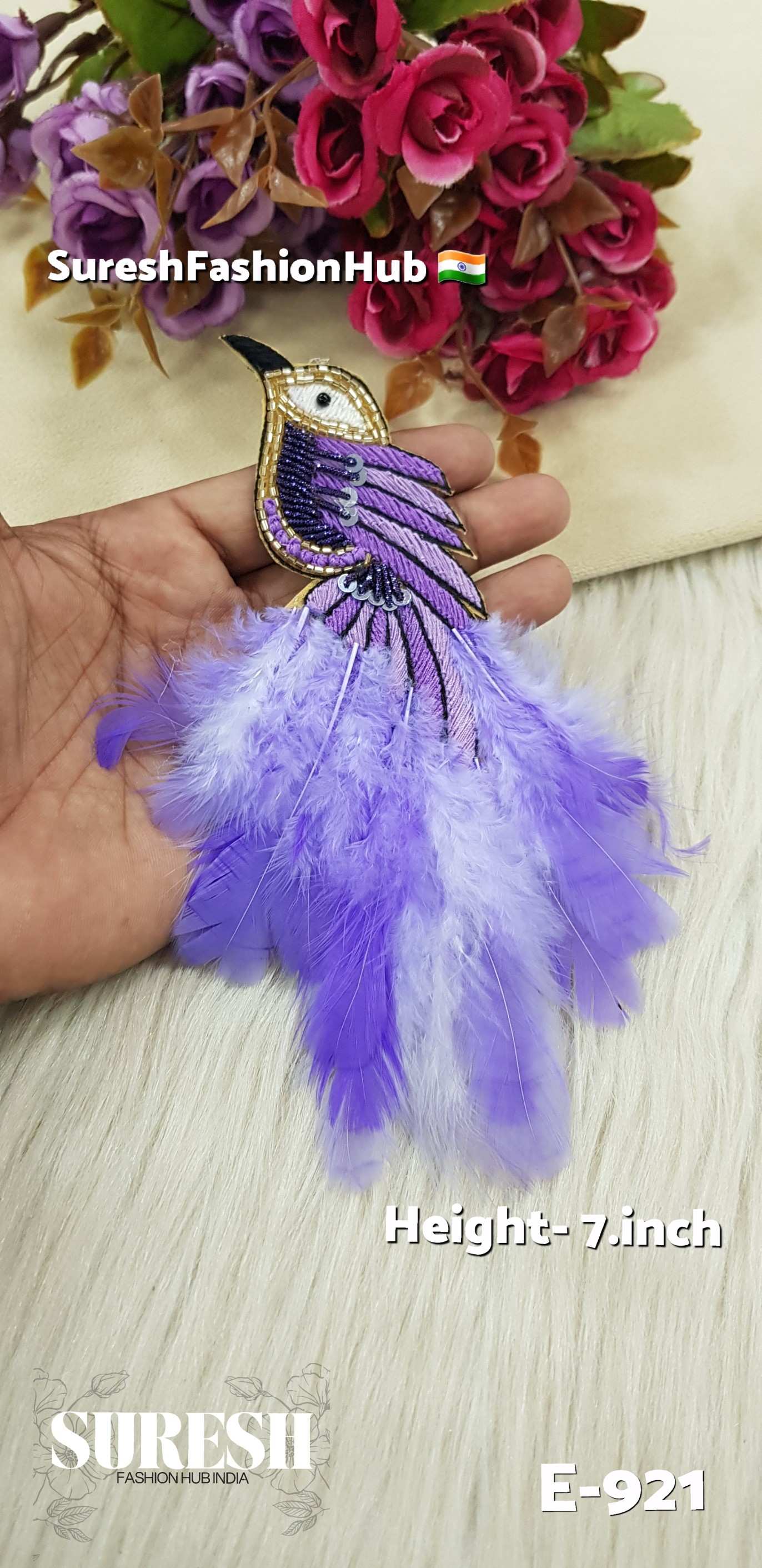 E-921 Purple Left Side Bird Feather Patch