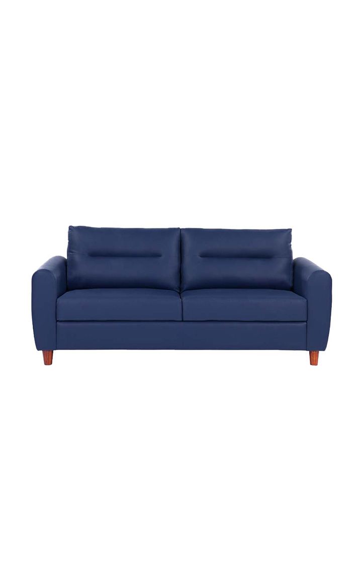 neudot Scott Sofa for Living Room |3 Persons Sofa|Premium Leatherette with Cushioned Armrest | Solid Wood Frame|3 Seater in Cobalt Blue Color