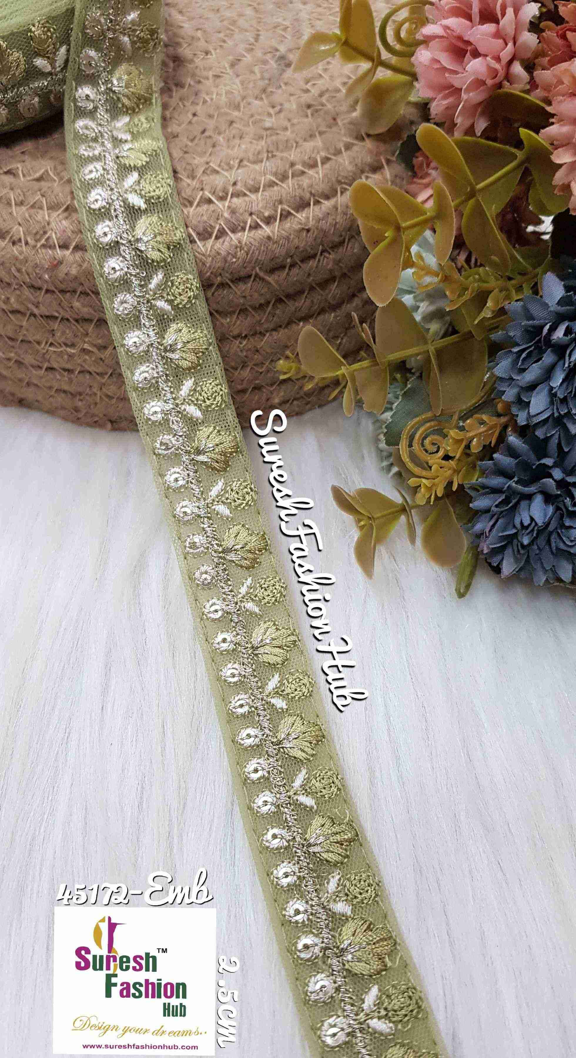 Radiant Mint Green Threaded Designer Trim