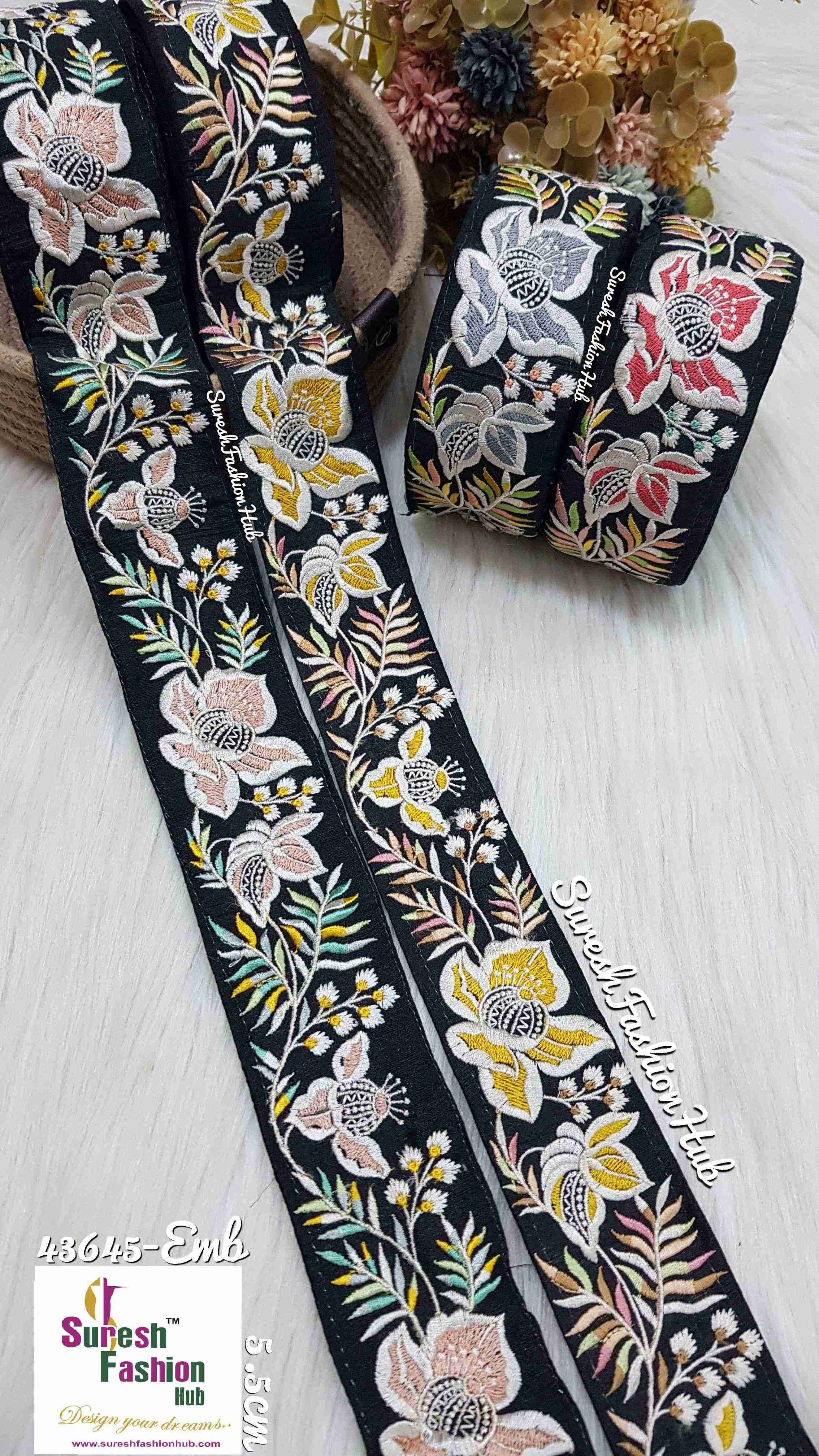 Black Delicate Embroidery Thread Lace