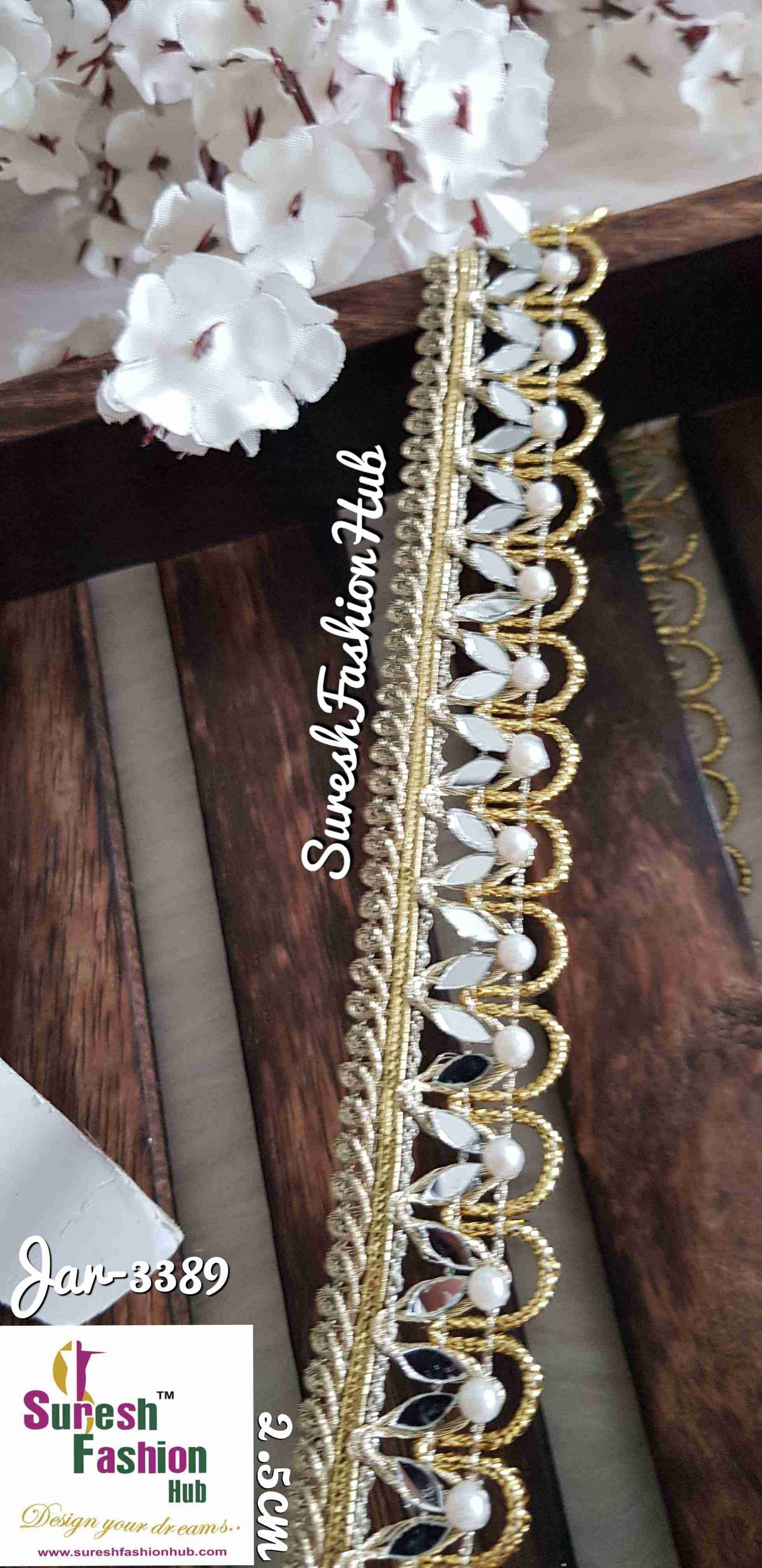 Glittering Mirror Gold Embellished Trim