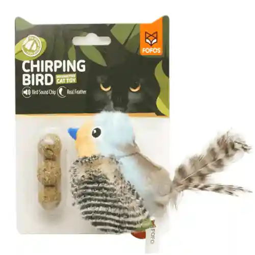 Barkbutler Fofos Blue Bird with Catnip Balls Interactive Toy for Cats