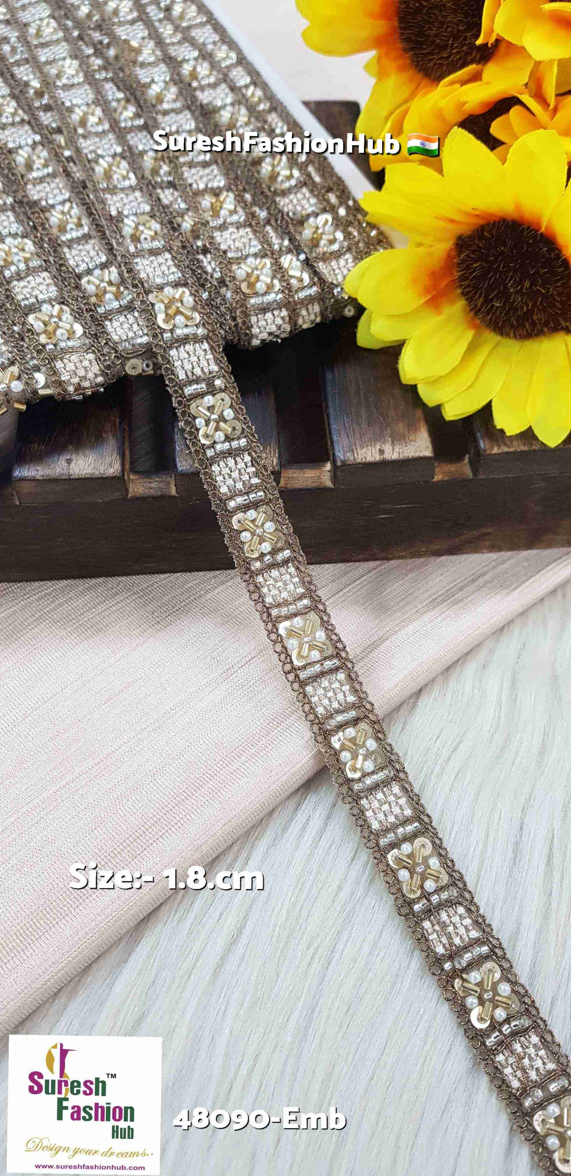 Pearl Elegance Floral Border Lace