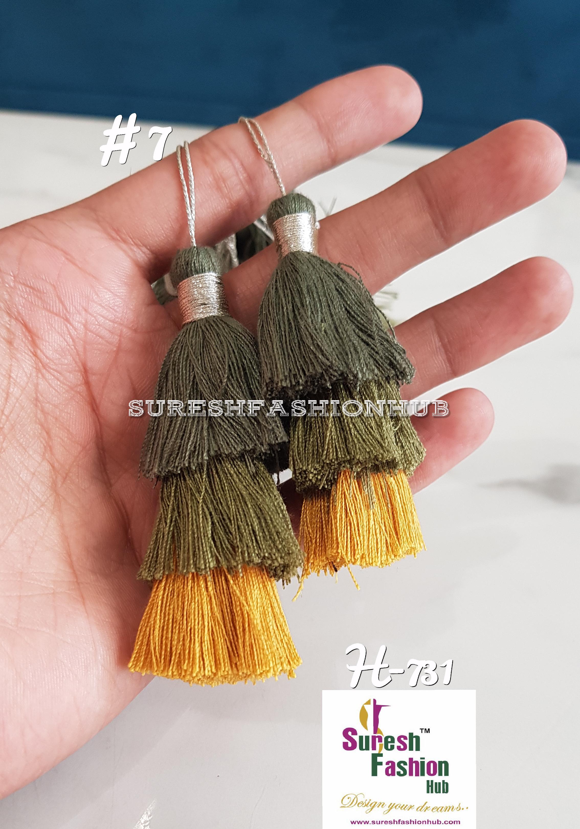 Quirky Mehendi Green & Yellow Mix Thread Tassel