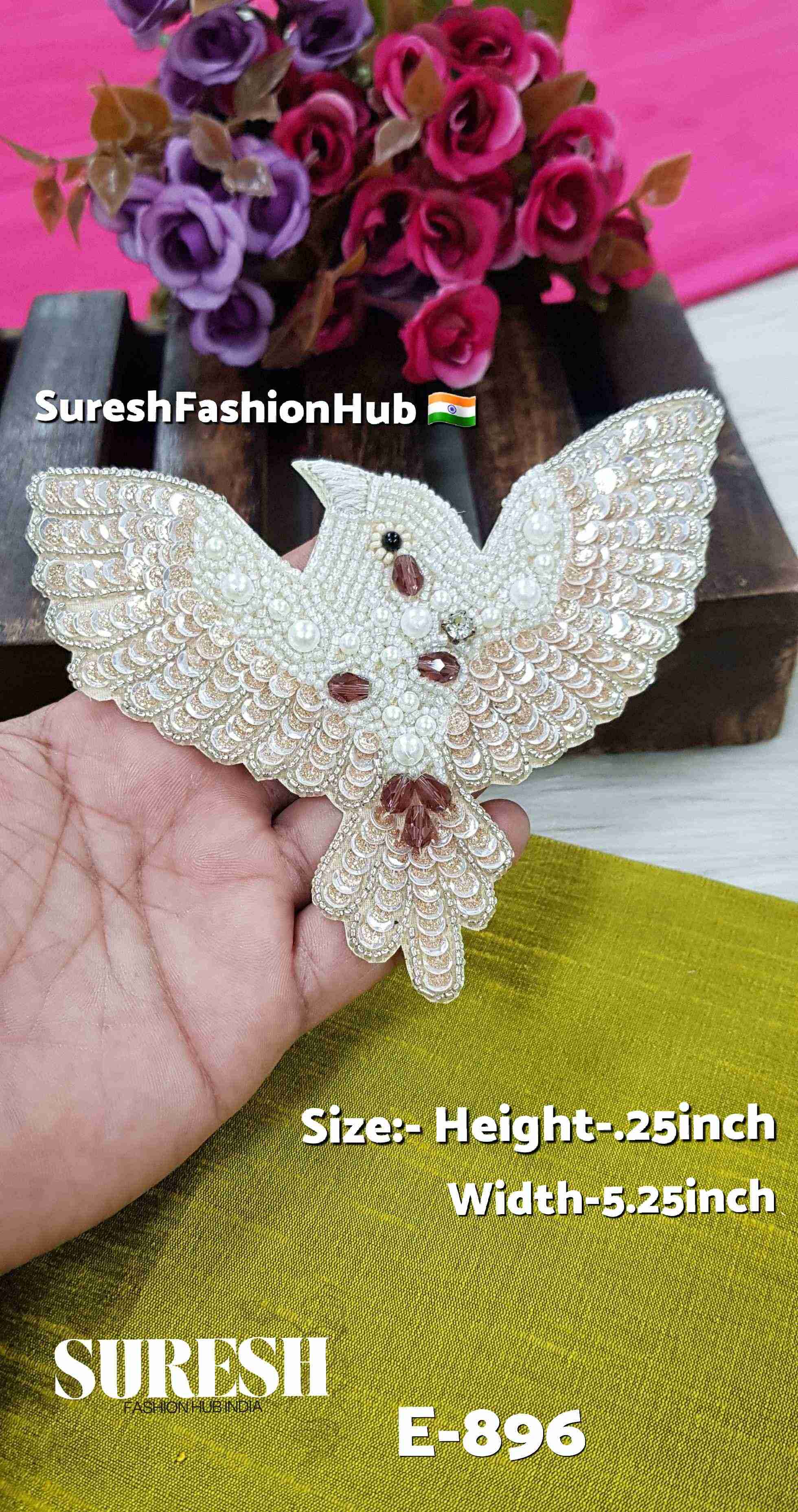 Ivory Dove Handcrafted Bird Patch – White-E896(1)