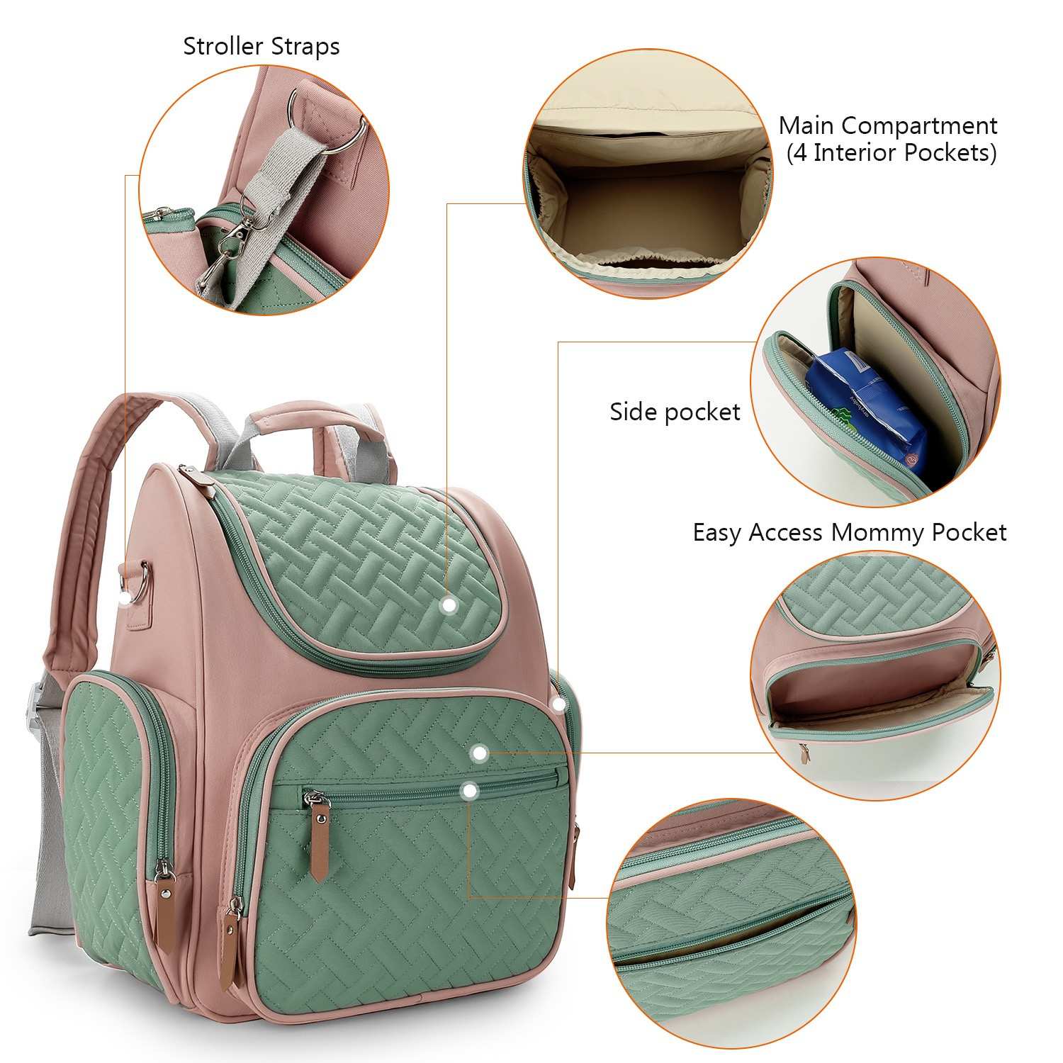 Blush and Breeze Quilted Diaper Bag