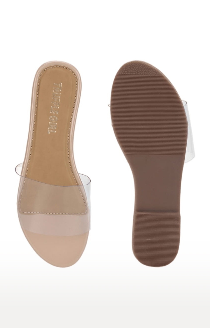Truffle Collection | Women's Beige Synthetic Solid Flat Slip-ons 3