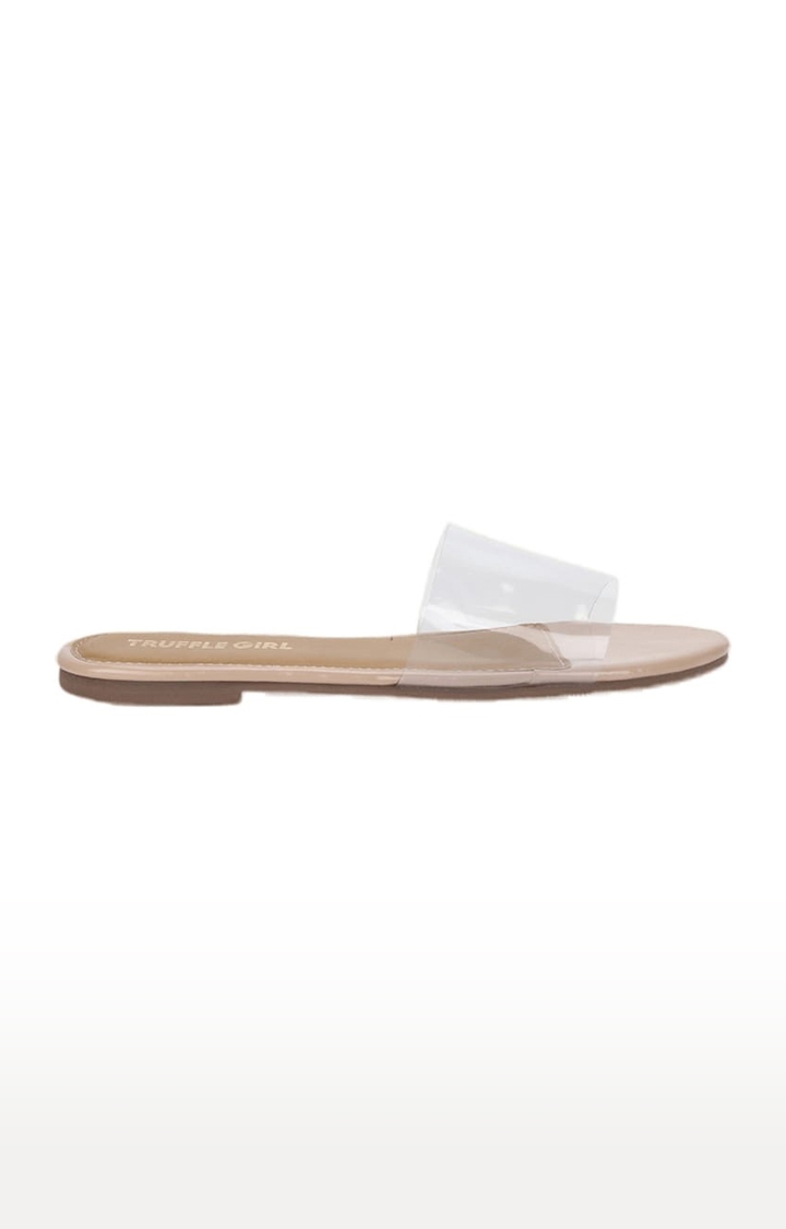 Truffle Collection | Women's Beige Synthetic Solid Flat Slip-ons 1