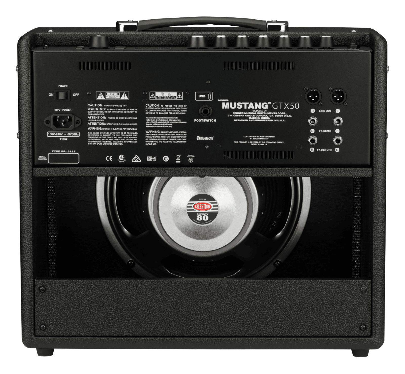 Fender Mustang GTX50 مضخم غيتار كومبو رقمي بالمحاكاة 50W مقاس 1x12 مع Bluetooth 3