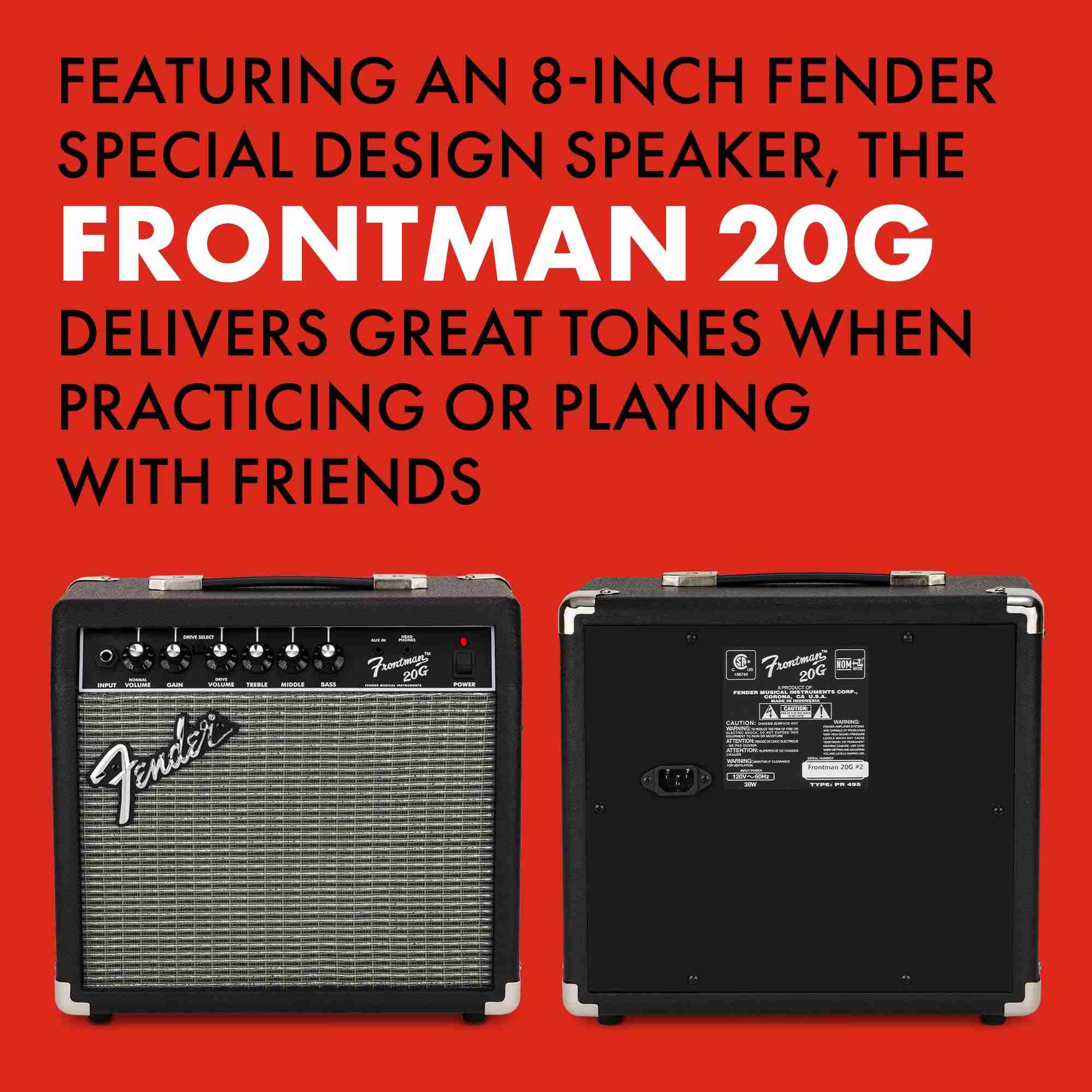 مكبر صوت جيتار مدمج Fender Frontman 20G بقوة 20 واط مع مخرج سماعات رأس 6