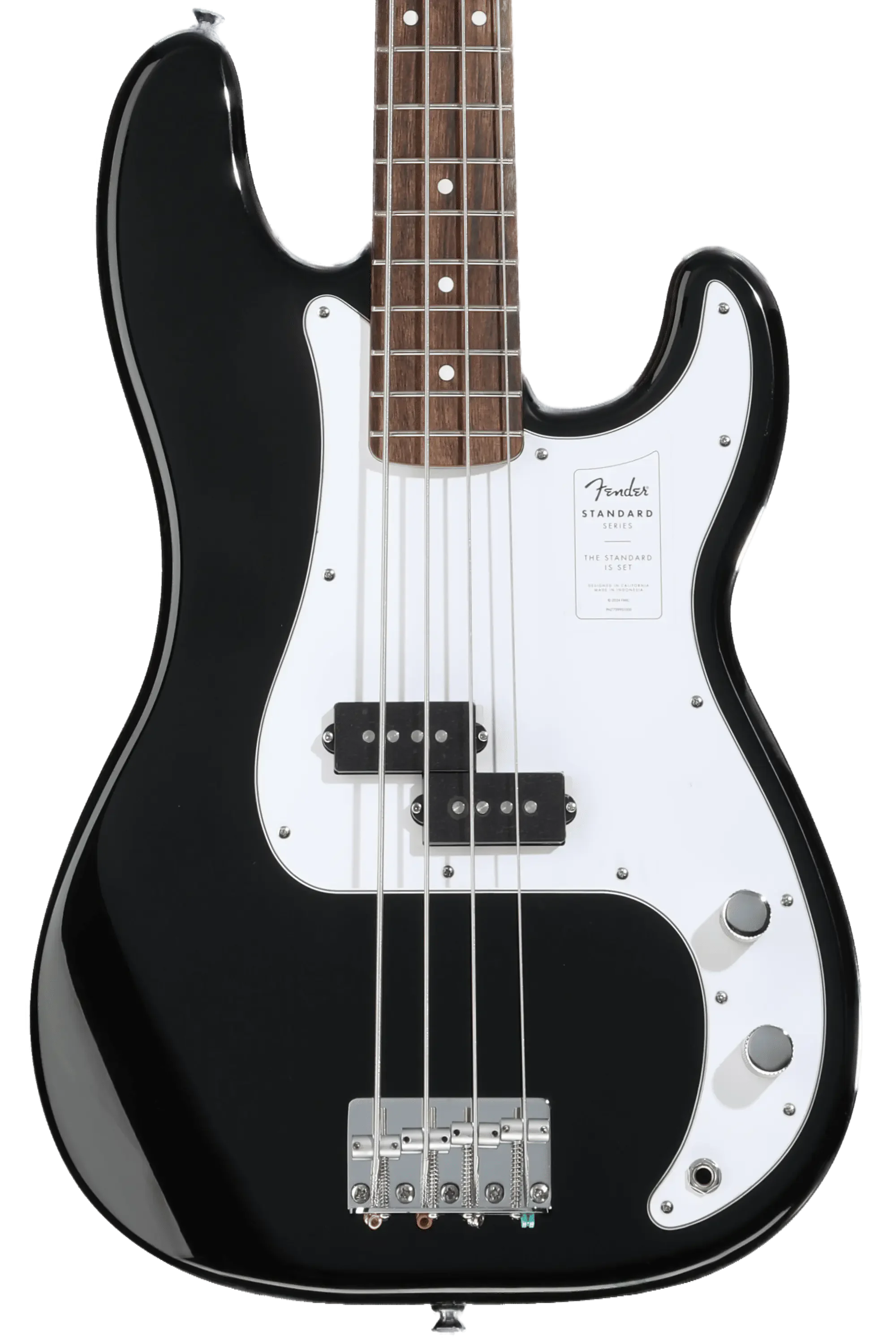 Fender Standard Precision Bass جيتار باس كهربائي 4 أوتار، أسود مع لوحة أصابع من خشب الغار 1