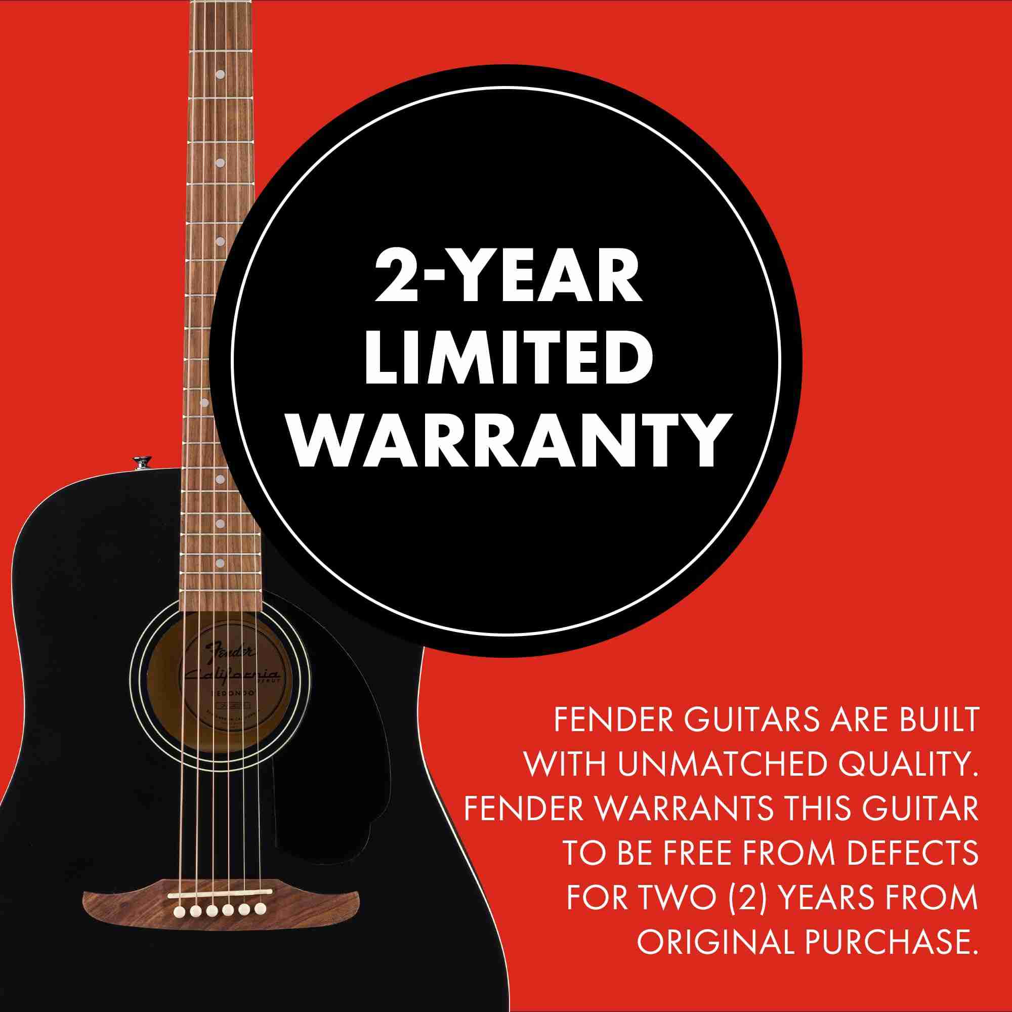 Fender California Debut Redondo جيتار أكوستيك بستة أوتار، أسود ساتان 5