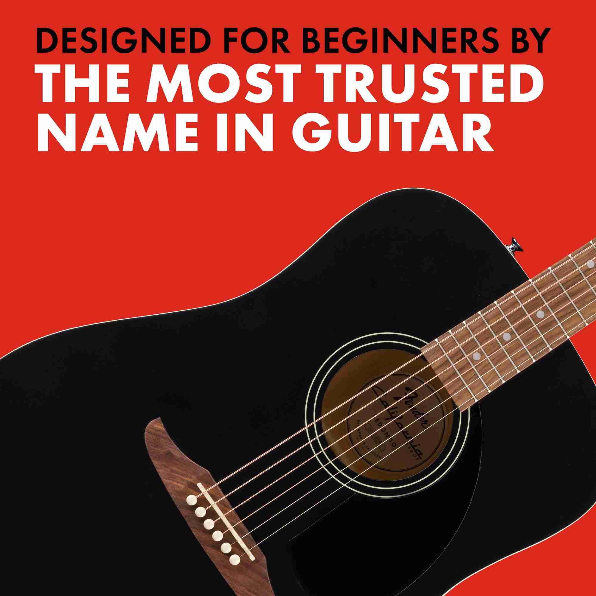 Fender California Debut Redondo جيتار أكوستيك بستة أوتار، أسود ساتان 4