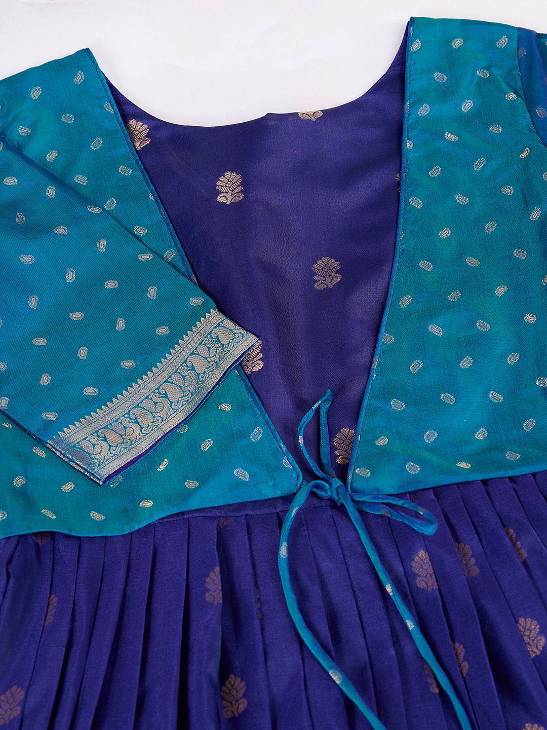 Tasarika Women Ethnic jacquard Violet Round Neck Half Sleeve Full Length ethnic dress 2030_Violet