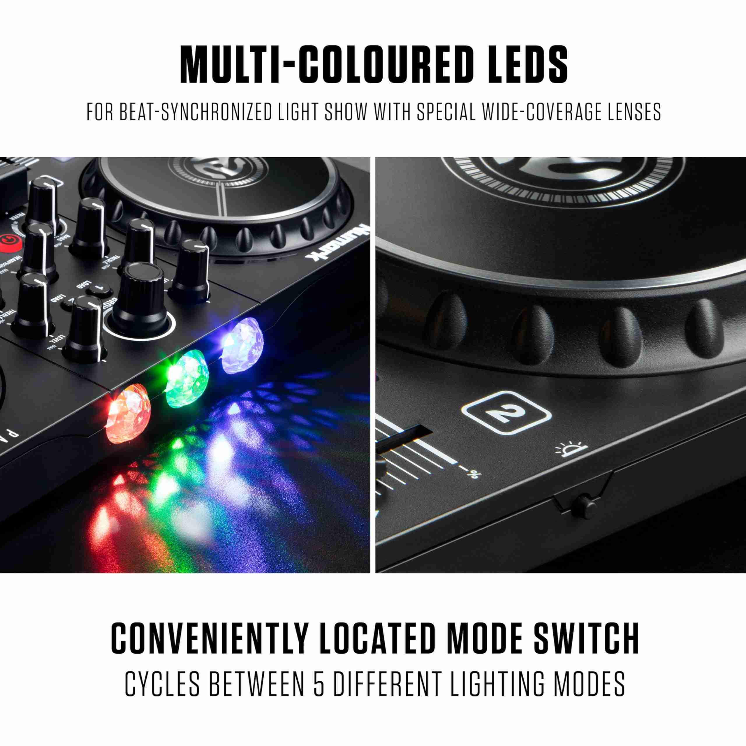 وحدة تحكم DJ من Numark Party Mix II مع عرض إضاءة مدمج وبرنامج Serato DJ Lite 8