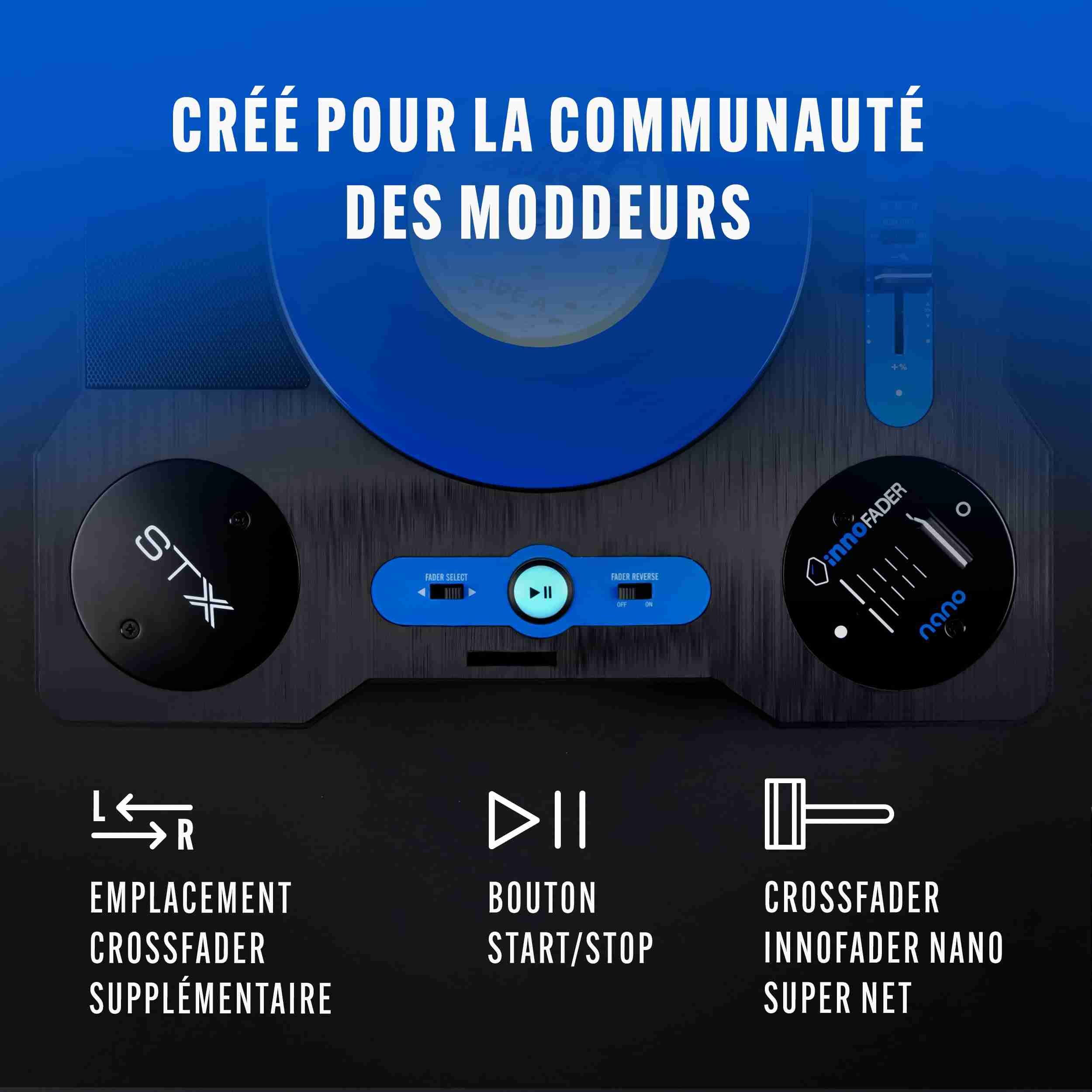 طاولة دوارة محمولة Stanton STX للسكراتش مزودة بتقنية Bluetooth وInnofader Nano 5