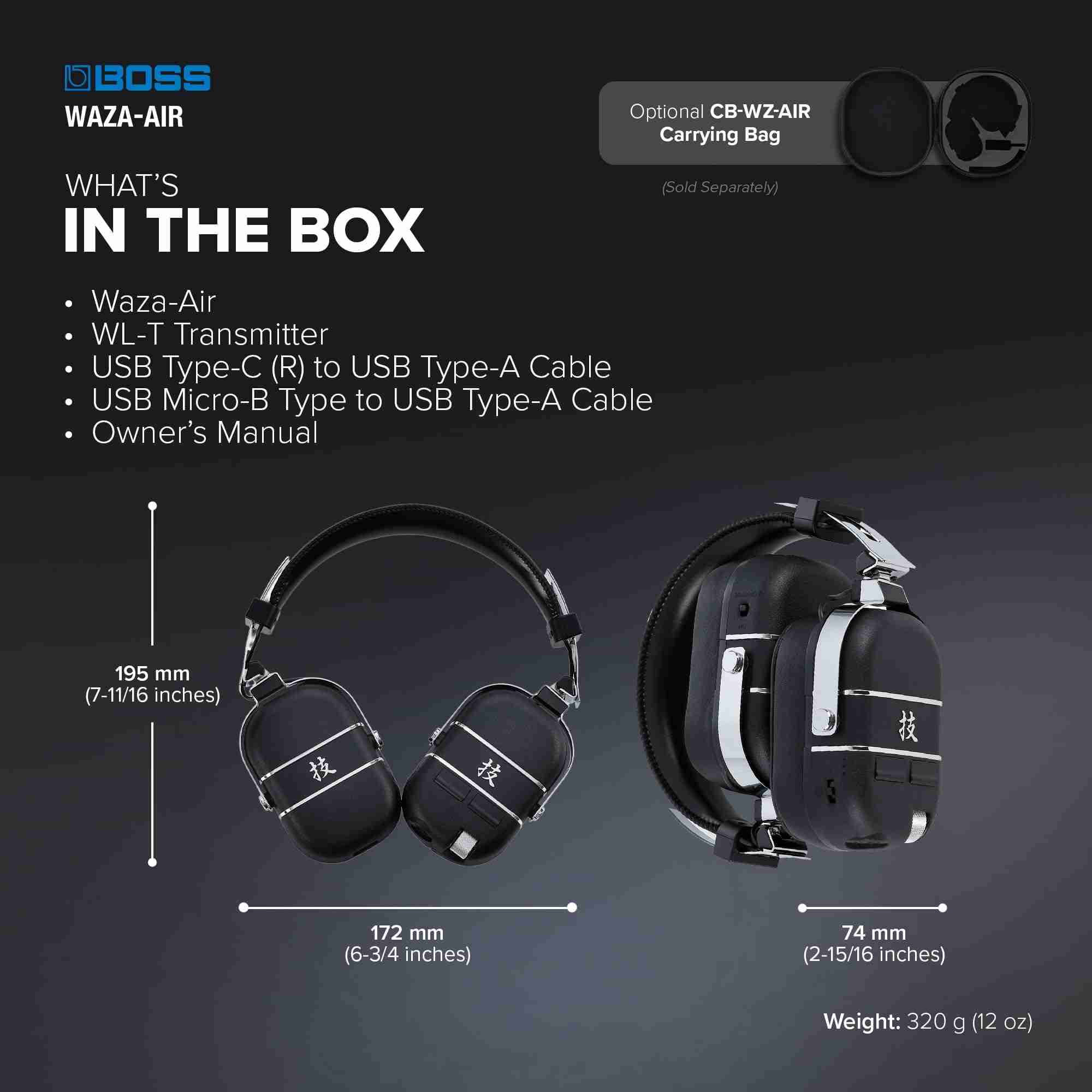 Boss Waza-Air Wireless Guitar Amp Headphone System with 3D Spatial Audio 7