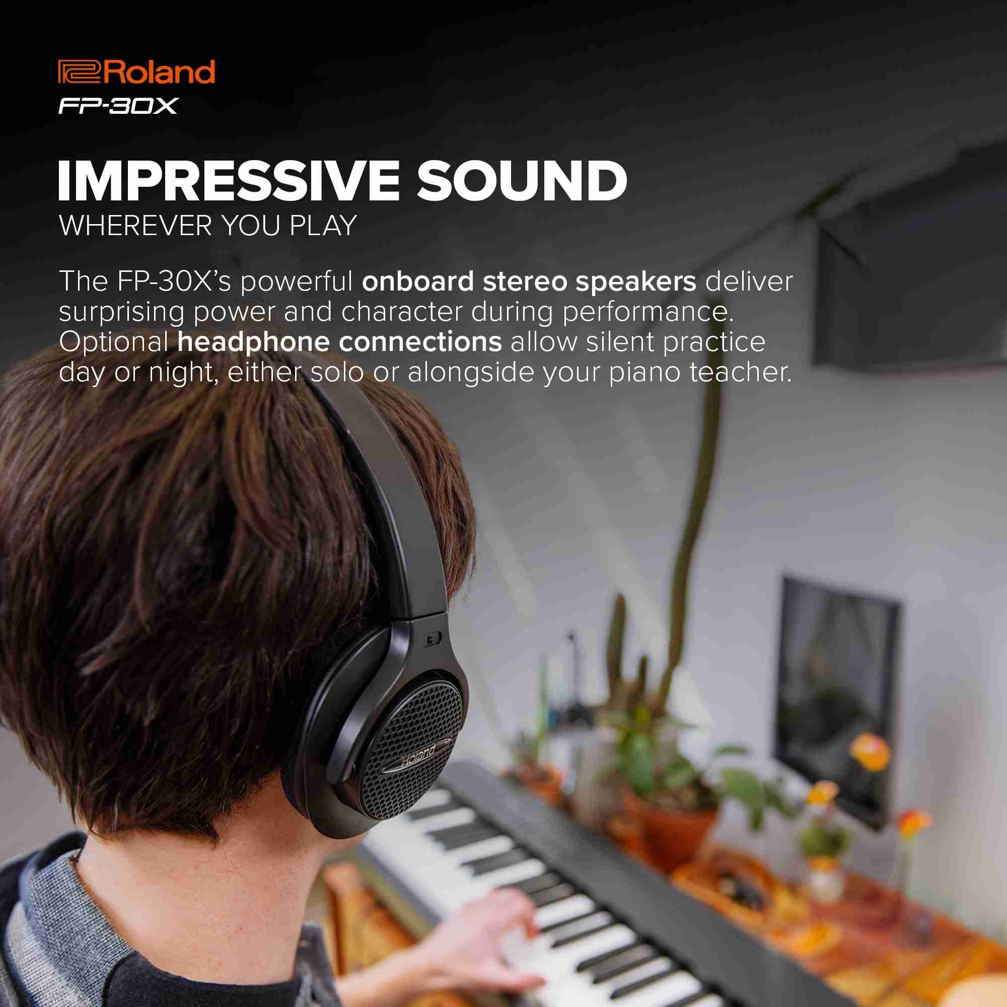 بيانو رقمي Roland FP-30X بـ 88 مفتاحاً مع محرك الصوت SuperNATURAL، أسود 4