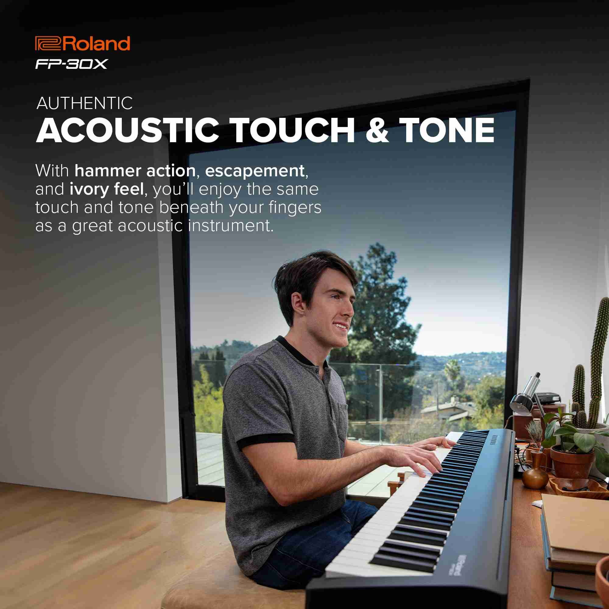 بيانو رقمي Roland FP-30X بـ 88 مفتاحاً مع محرك الصوت SuperNATURAL، أسود 3
