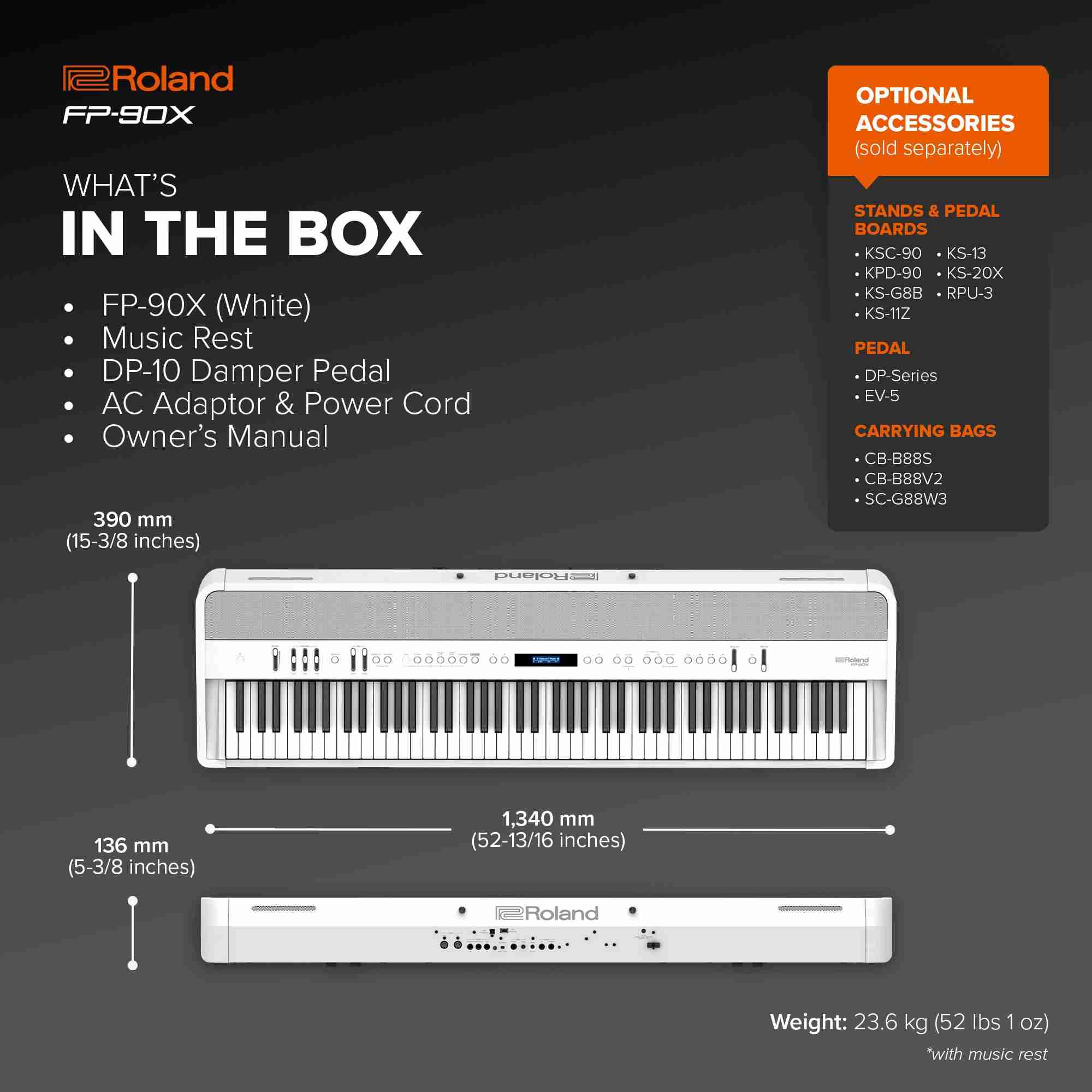 Roland FP-90X 88-Key Digital Piano in White 6