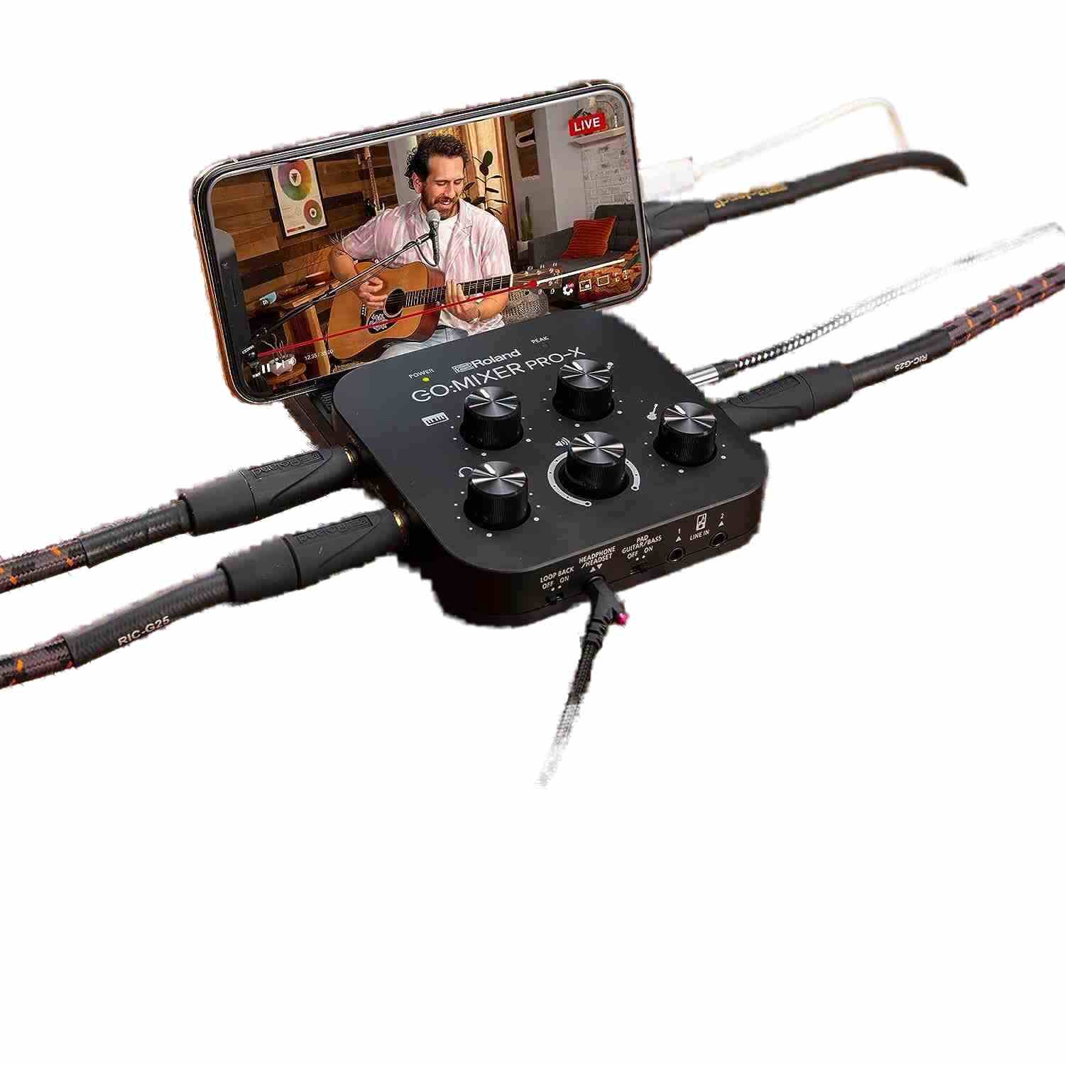 Roland GO:MIXER PRO-X Audio Mixer for Smartphones, Guitar, and Bass 6