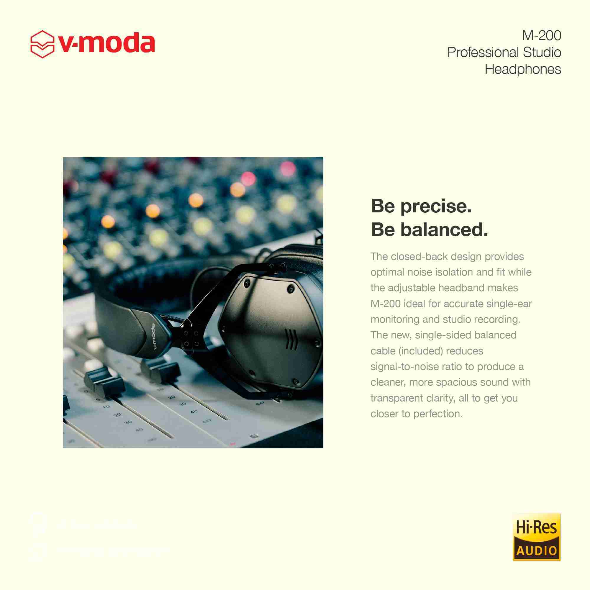 V-MODA M-200 Closed-Back Studio Monitor Headphones, Black 3