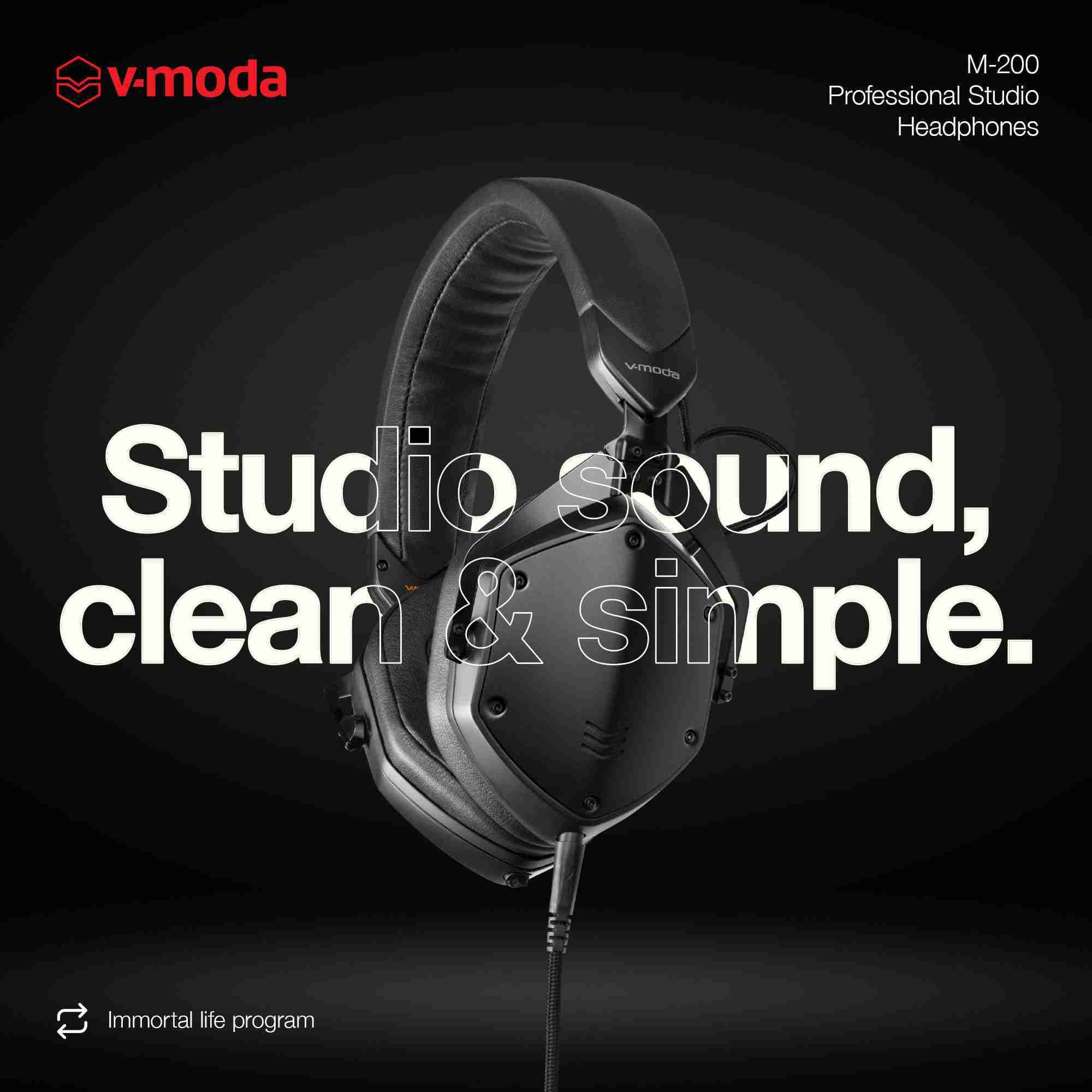 V-MODA M-200 Closed-Back Studio Monitor Headphones, Black 2