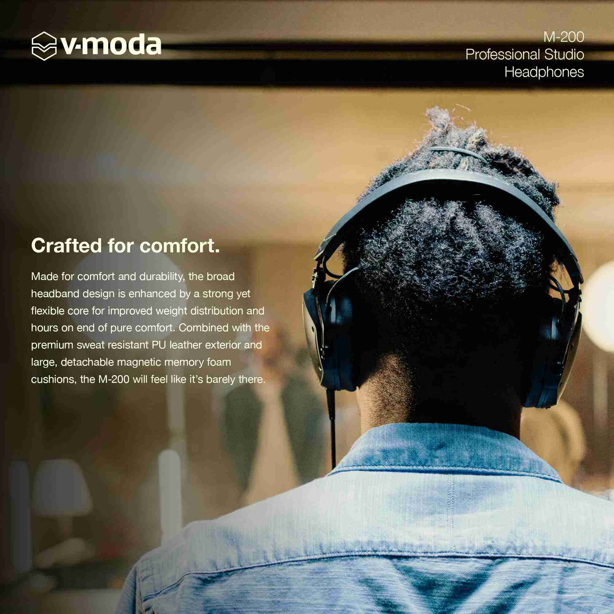 V-MODA M-200 Closed-Back Studio Monitor Headphones, Black 4