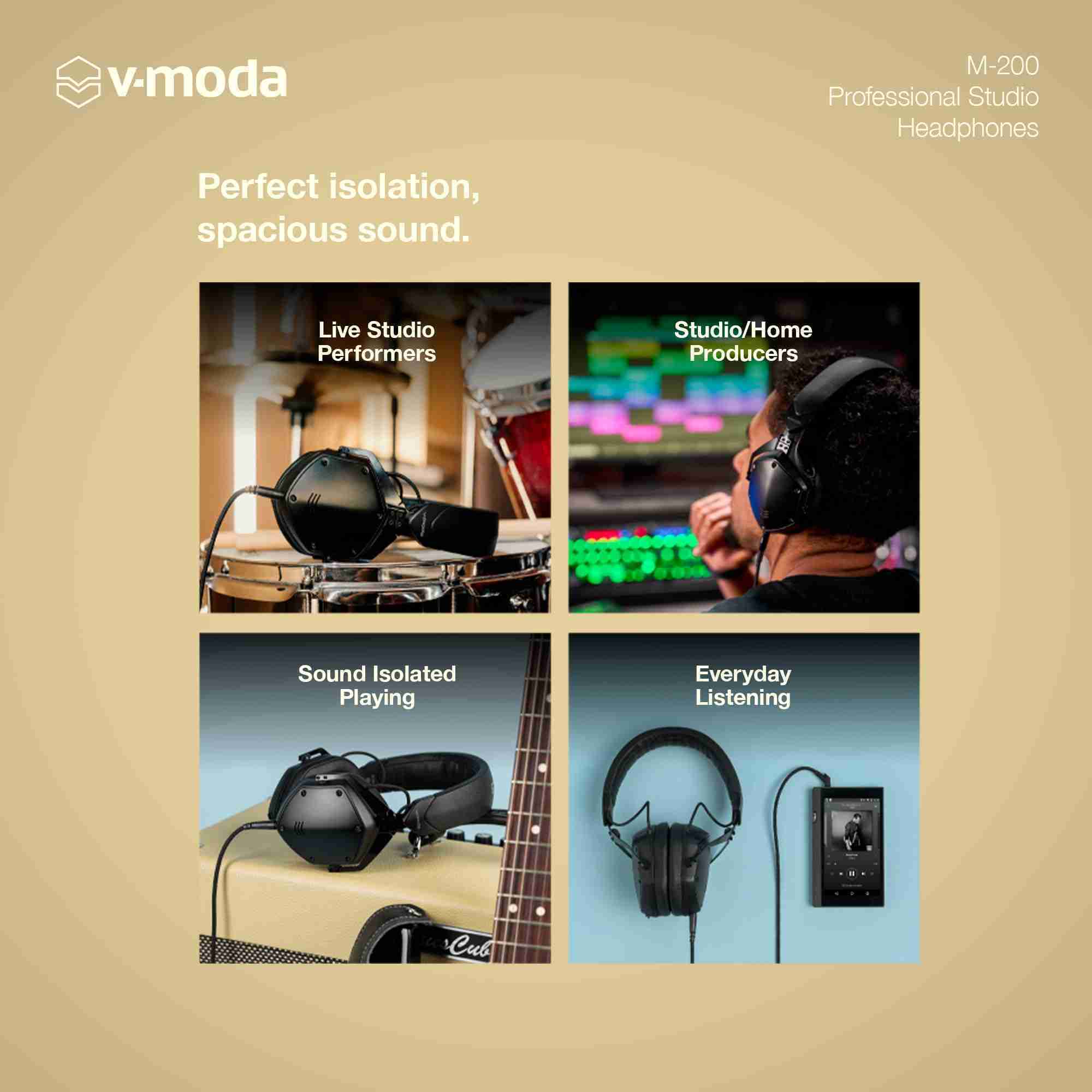 V-MODA M-200 Closed-Back Studio Monitor Headphones, Black 5