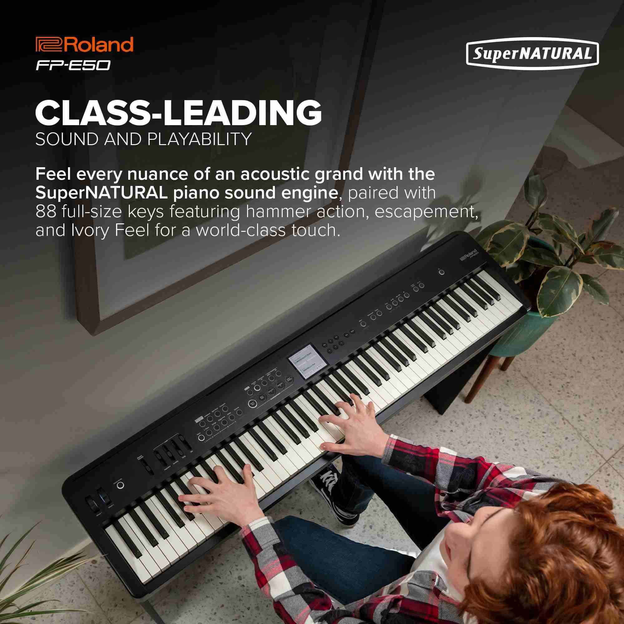 بيانو رقمي محمول Roland FP-E50 بـ 88 مفتاحًا موزونًا بحركة المطرقة، أسود 3