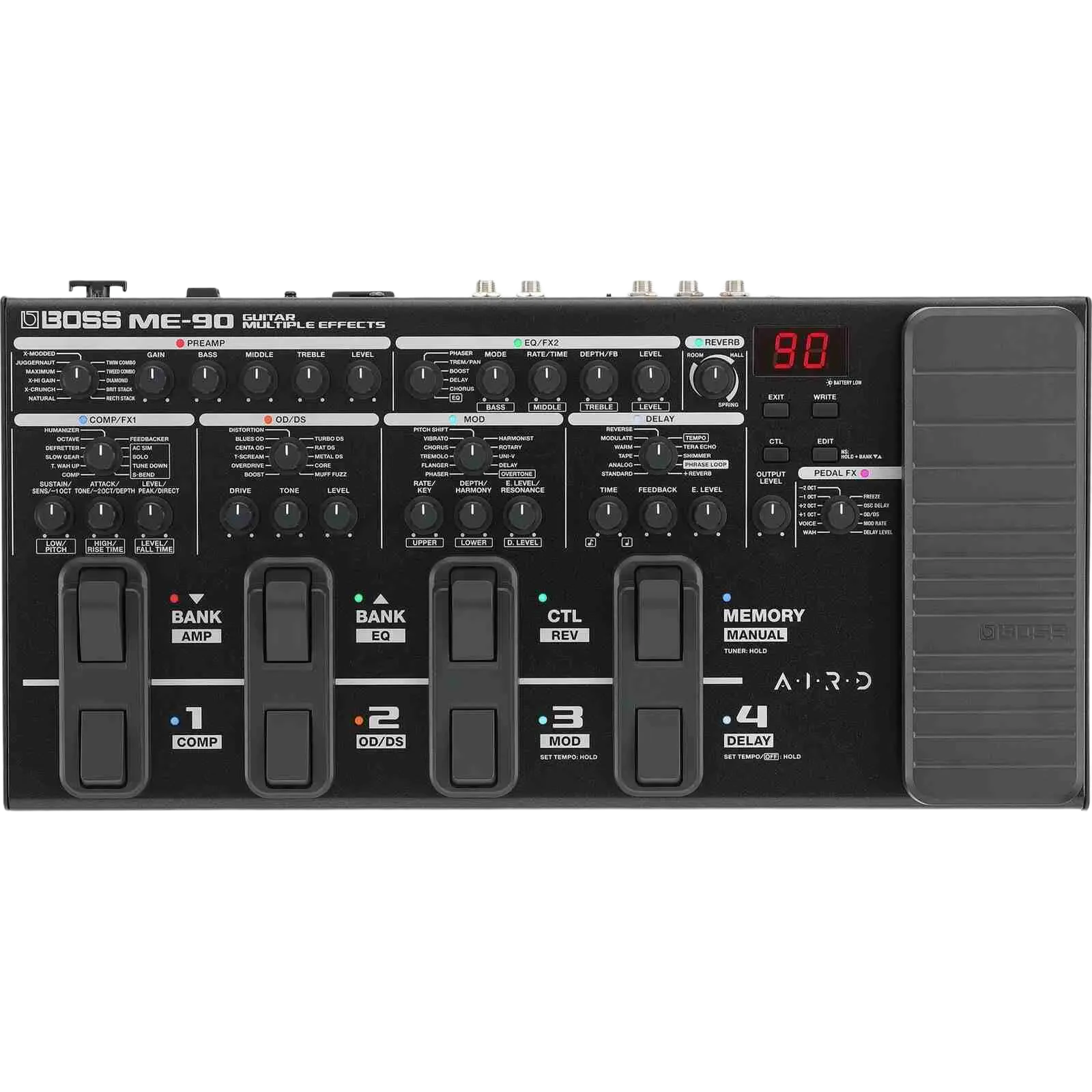 BOSS ME-90 Guitar Multi-Effects Processor Pedal with AIRD Amp Models