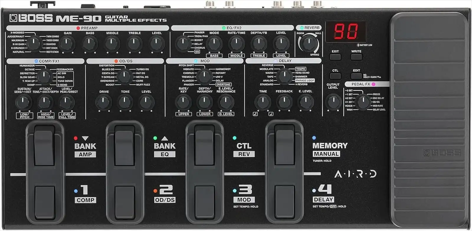 BOSS ME-90 Guitar Multi-Effects Processor Pedal with AIRD Amp Models 10
