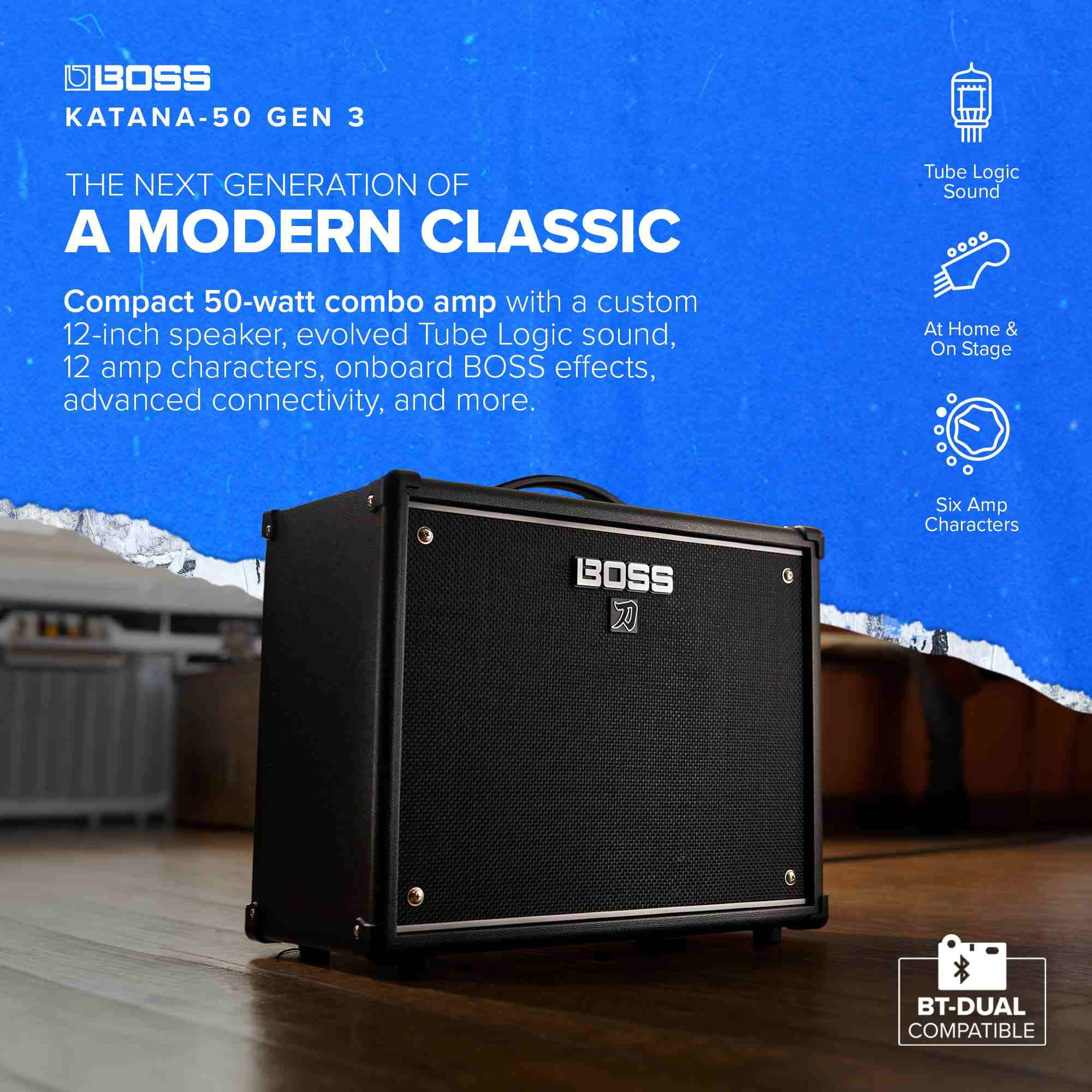 Boss Katana-50 Gen 3 50W 1x12 Guitar Combo Amplifier 2