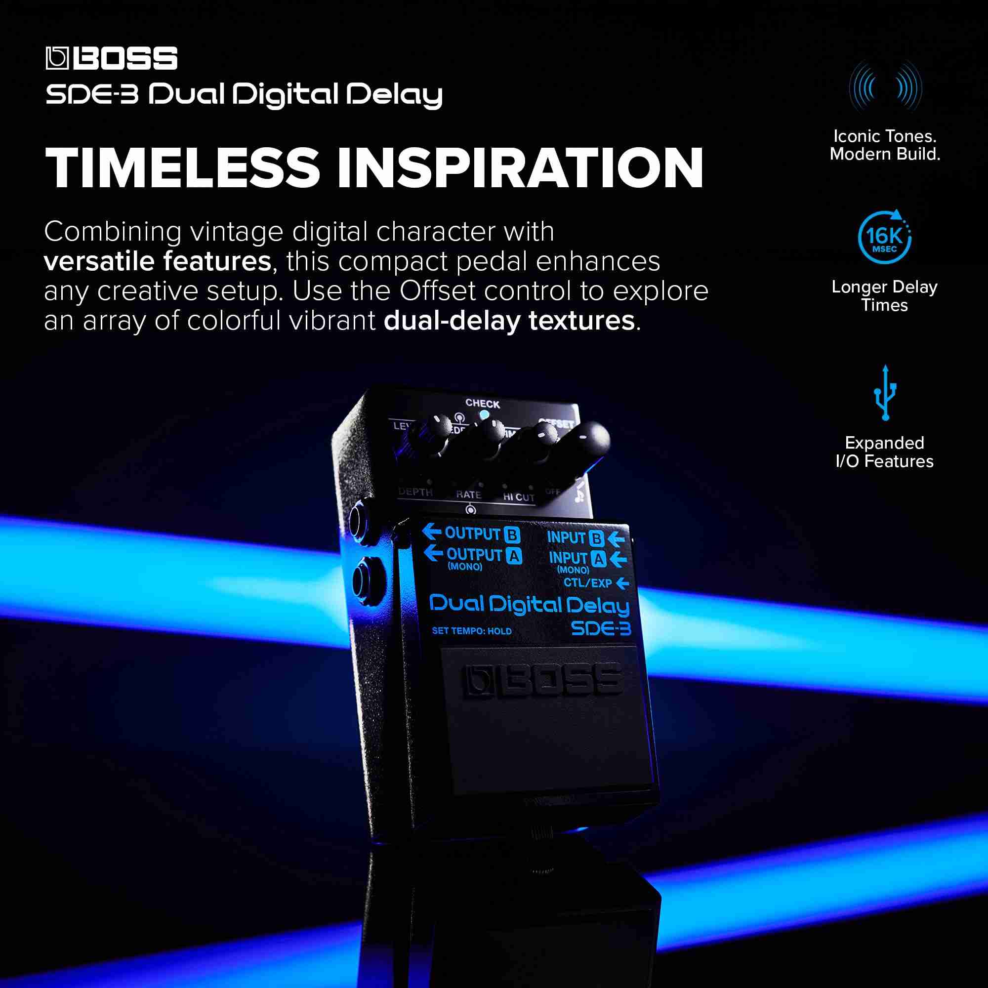 دواسة تأثيرات غيتار BOSS SDE-3 بتأخير رقمي مزدوج 9