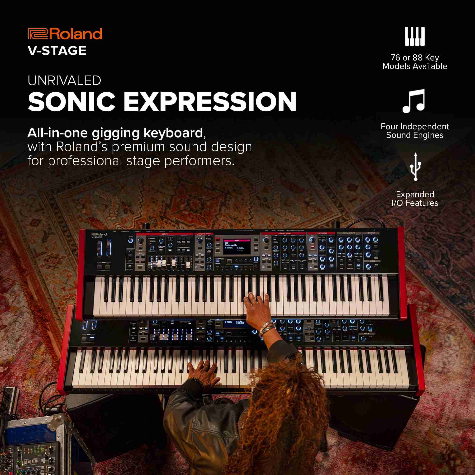 Roland V-STAGE 76-Key Semi-Weighted Digital Stage Piano 2