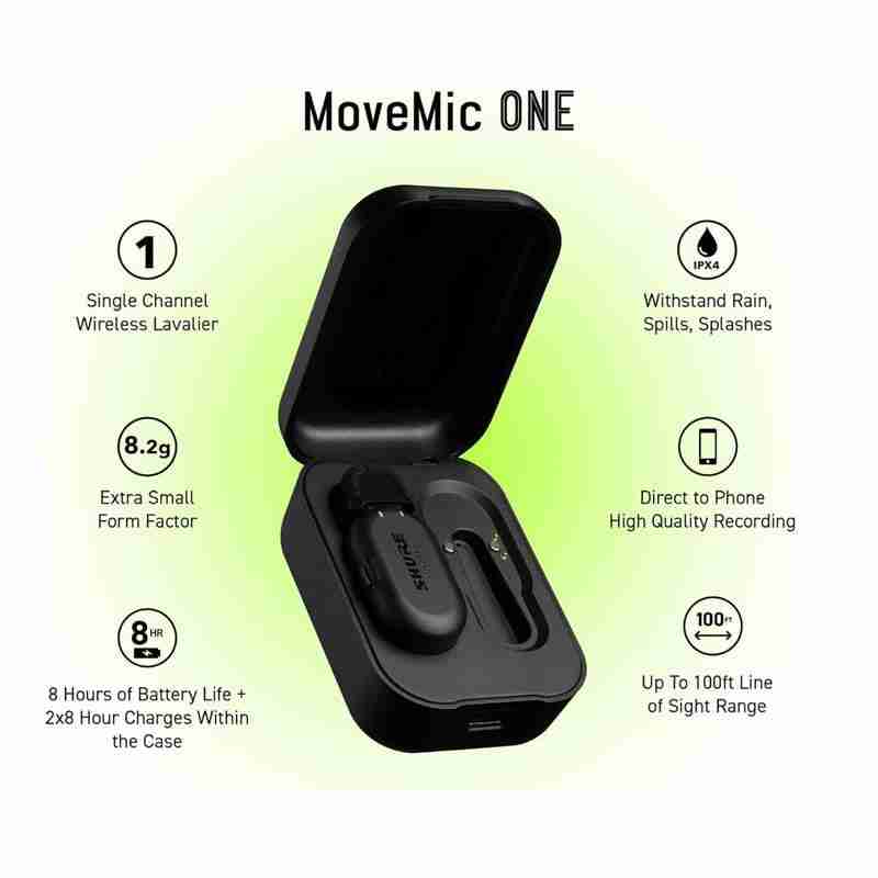 نظام ميكروفون لاسلكي طوق أحادي القناة Shure MoveMic One للهواتف 9