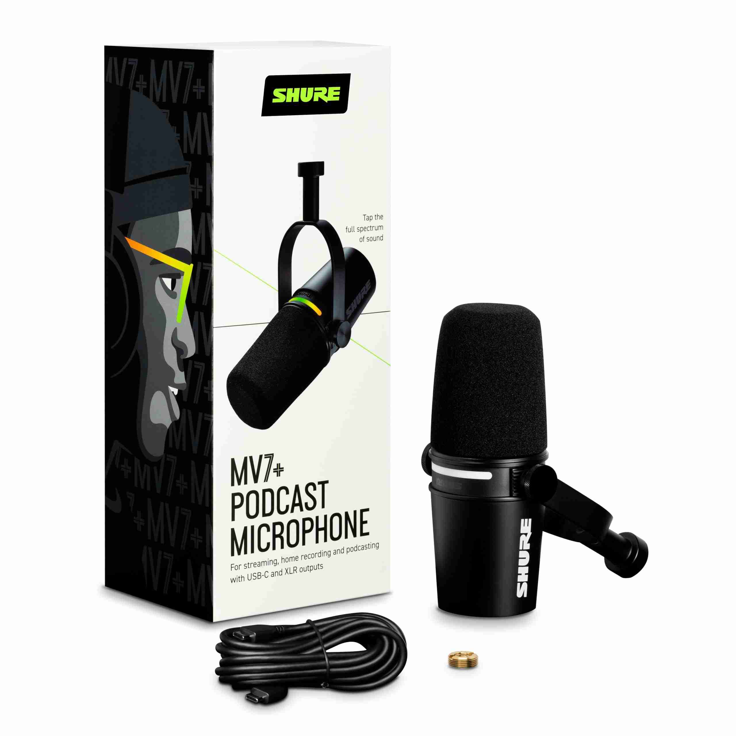 Shure MV7+ Hybrid USB/XLR Dynamic Podcast Microphone in Black 2