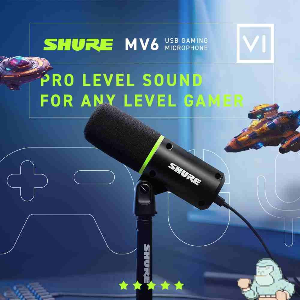 Shure MV6 USB Cardioid Dynamic Microphone for Gaming and Podcasting, Black 9