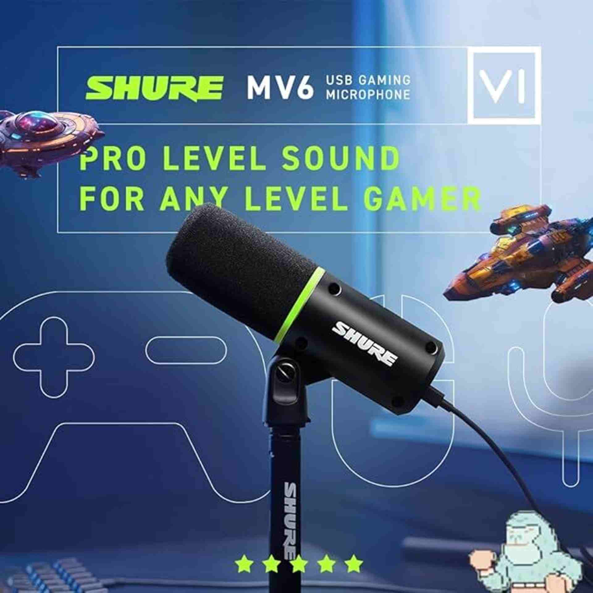 Shure MV6 USB Cardioid Dynamic Microphone for Gaming and Podcasting, Black 5