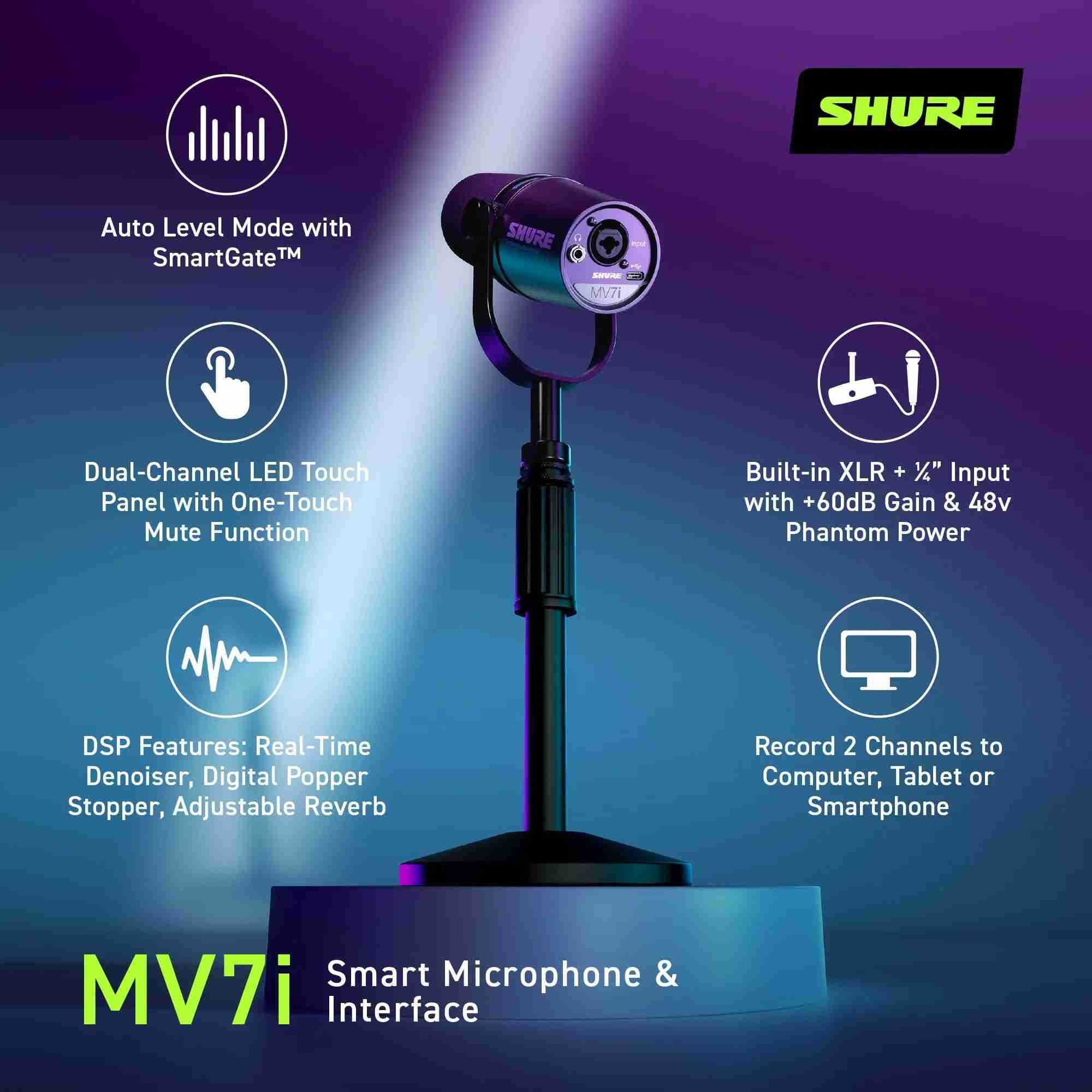 Shure MV7i Hybrid USB/XLR Dynamic Podcast Microphone for Streaming and Recording 3